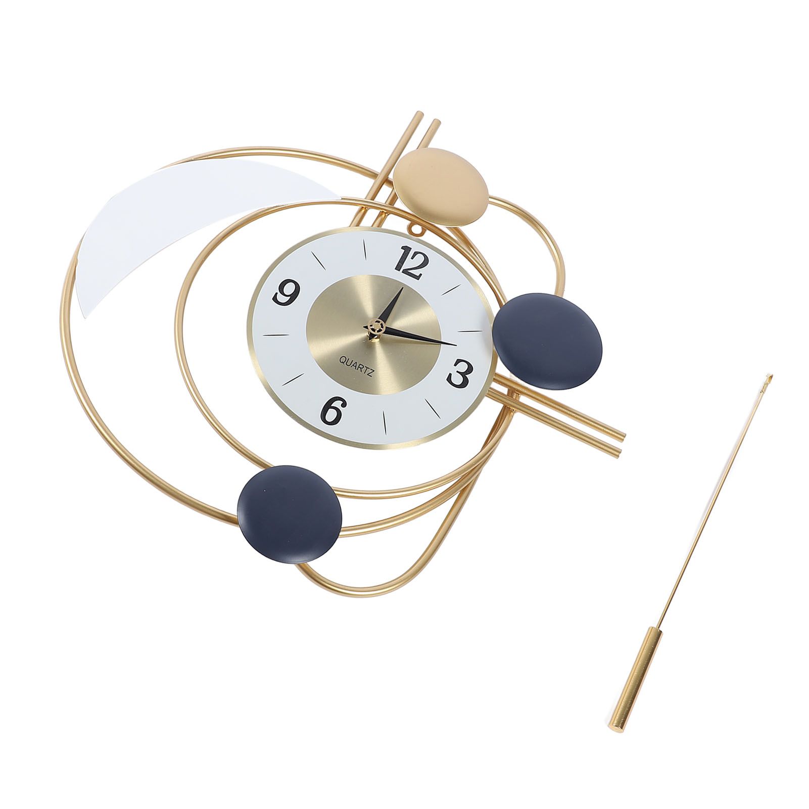 Wall Clock for Living Room Decor with Swinging Gold Pendulum Easy Reading — image 1