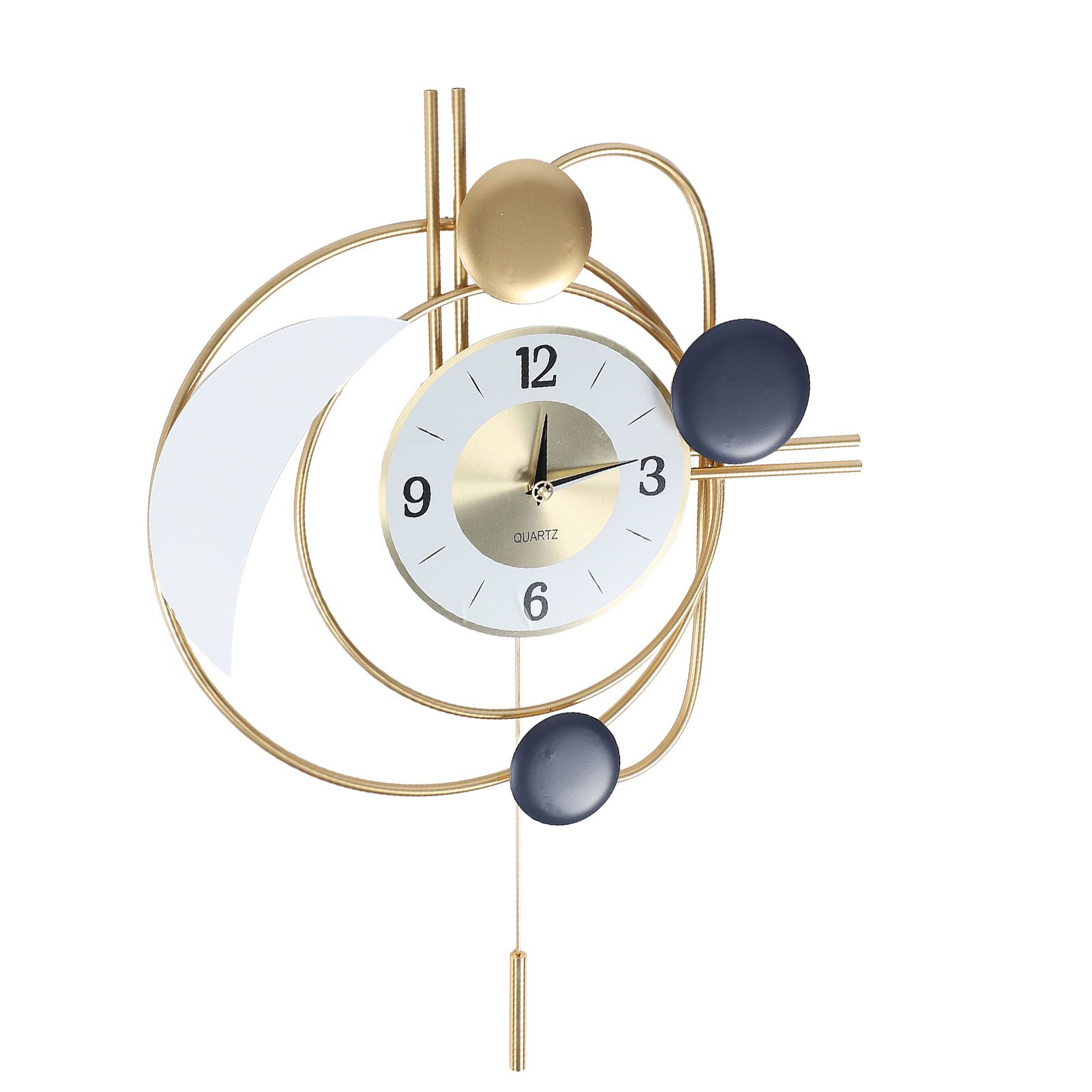 Wall Clock for Living Room Decor with Swinging Gold Pendulum Easy Reading view 6