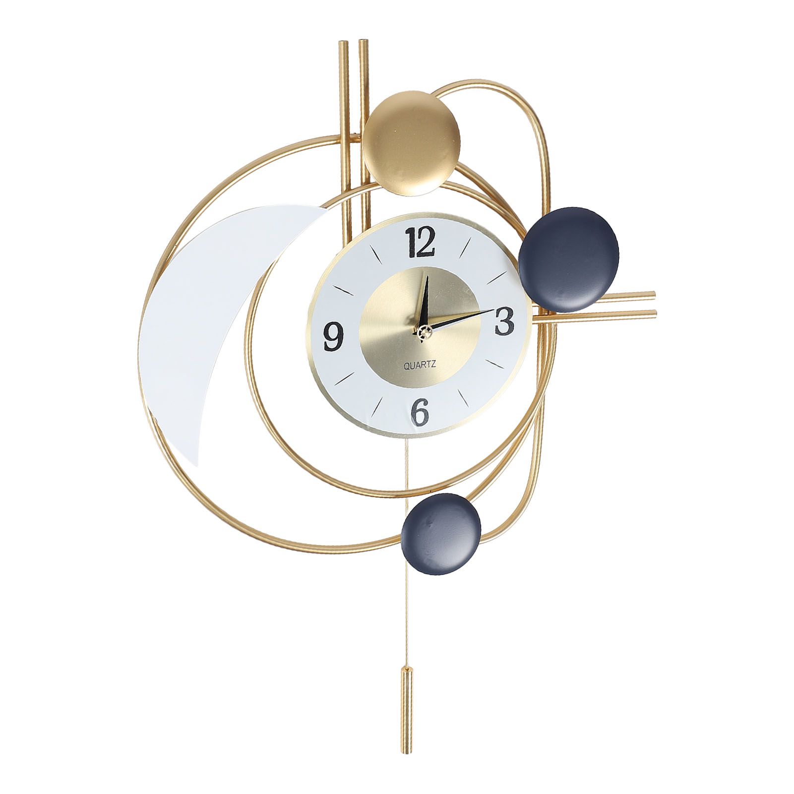 Wall Clock for Living Room Decor with Swinging Gold Pendulum Easy Reading view 12