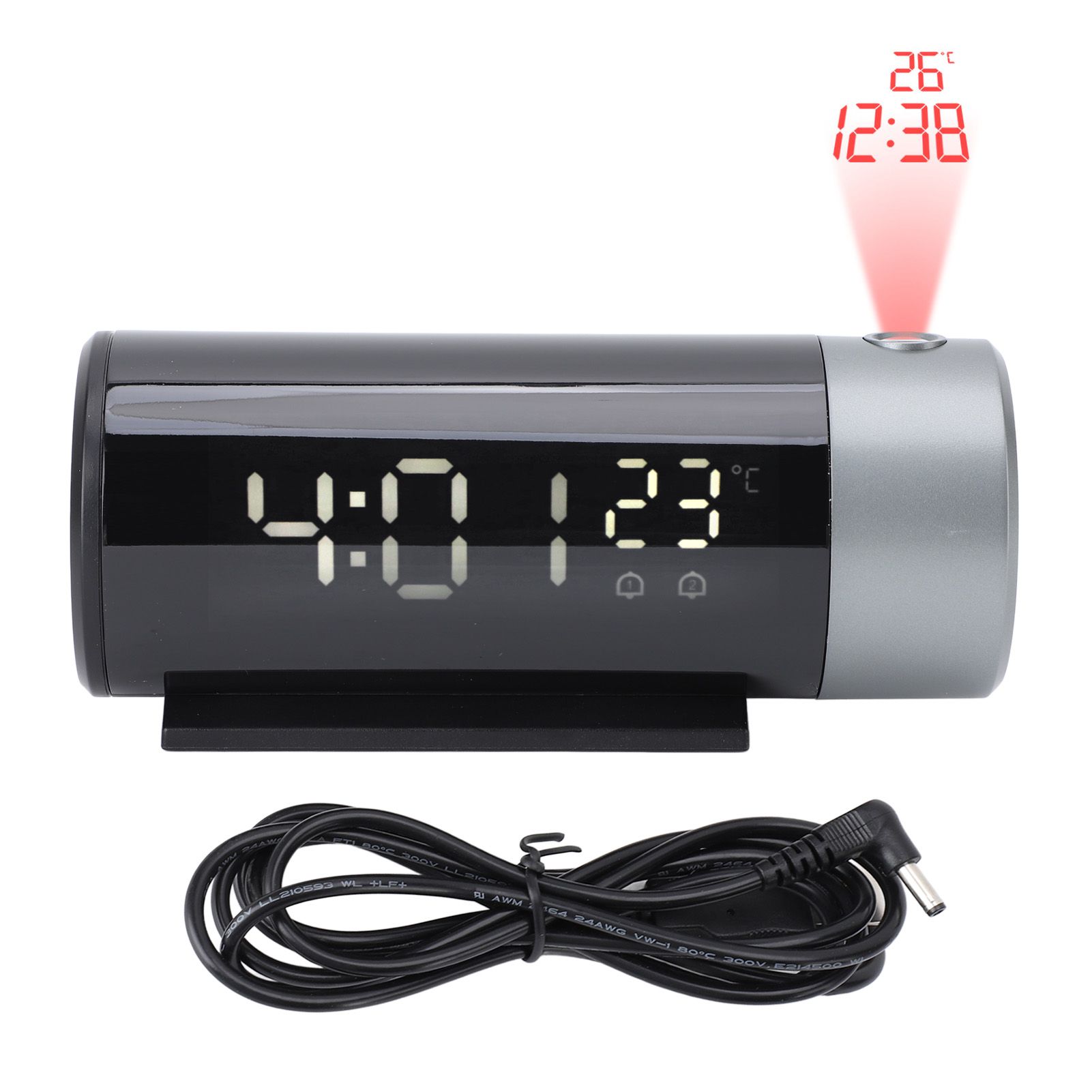 Projection Alarm Clock Temp Monitoring 12 24 Hour Red Line Backlight LED view 3