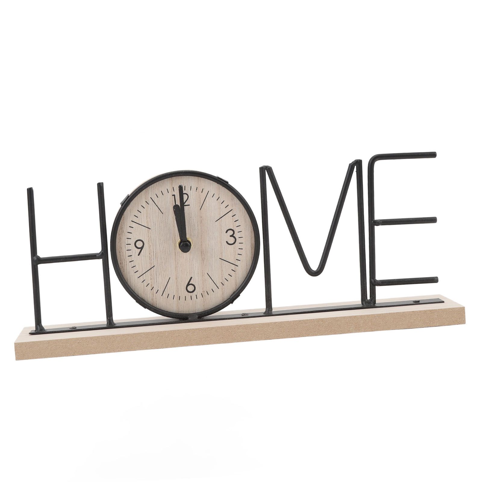Desk Shelf Clock Wood Iron Battery Operated Modern Decorative Letter Table view 4