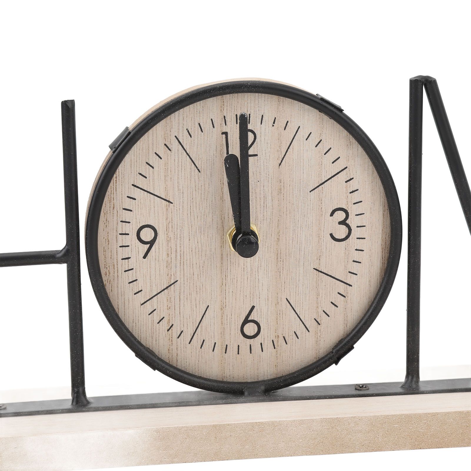 Desk Shelf Clock Wood Iron Battery Operated Modern Decorative Letter Table view 7