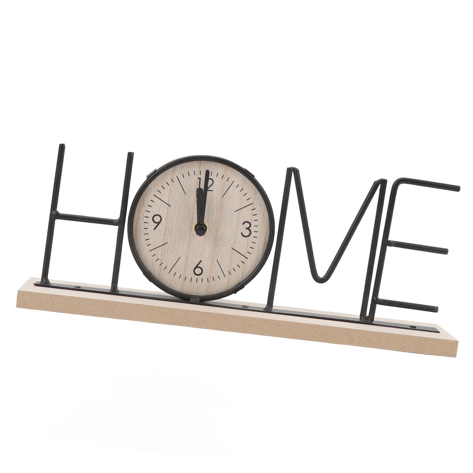Desk Shelf Clock Wood Iron Battery Operated Modern Decorative Letter Table view 8
