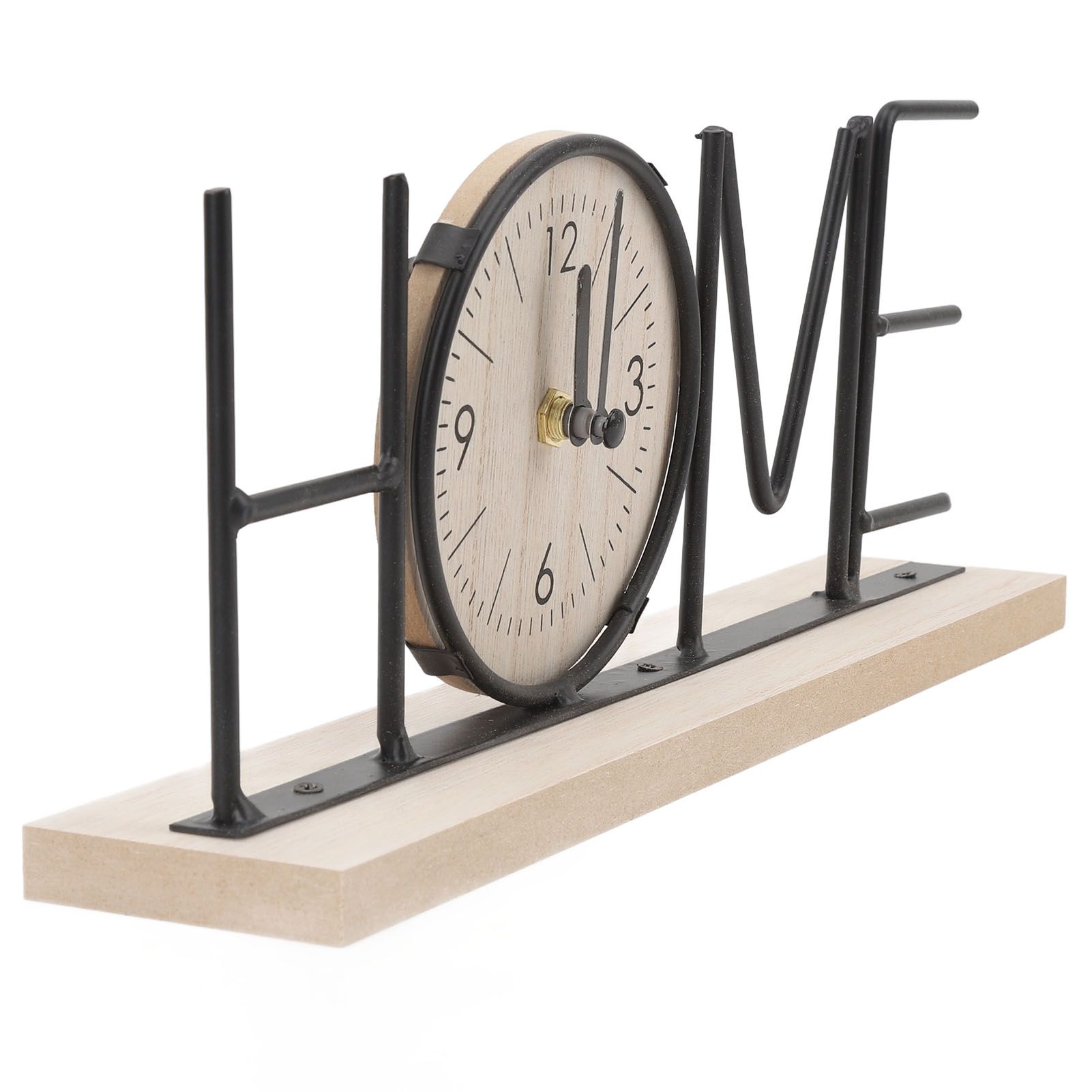 Desk Shelf Clock Wood Iron Battery Operated Modern Decorative Letter Table view 9