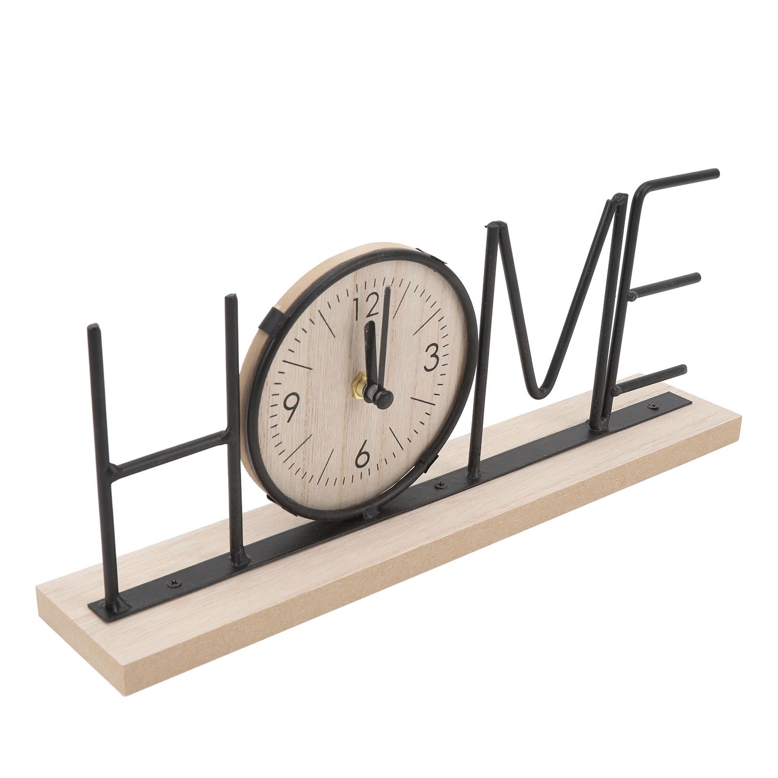 Desk Shelf Clock Wood Iron Battery Operated Modern Decorative Letter Table view 11