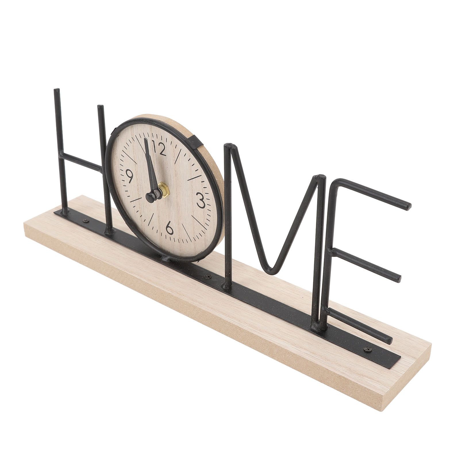 Desk Shelf Clock Wood Iron Battery Operated Modern Decorative Letter Table view 12