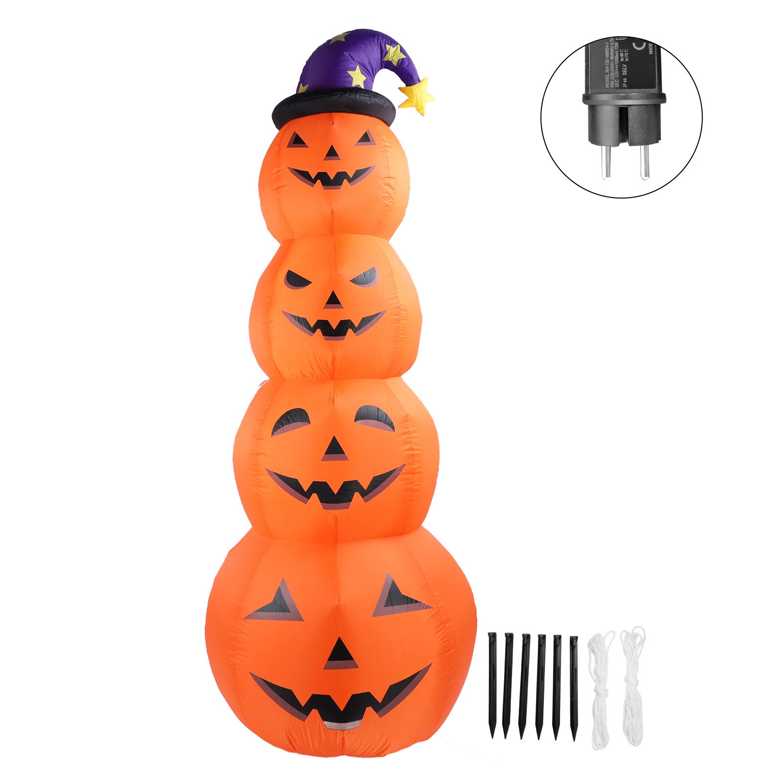 7.9ft Height Halloween Inflatable Pumpkin Build in LEDs Blow Up 4 Pumpkins view 3