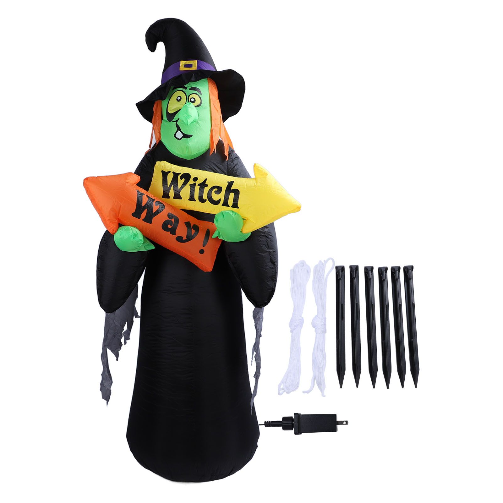 4.4ft Halloween Inflatable Witch Decoration Holiday Blow Up Lighted Witch Yard view 3