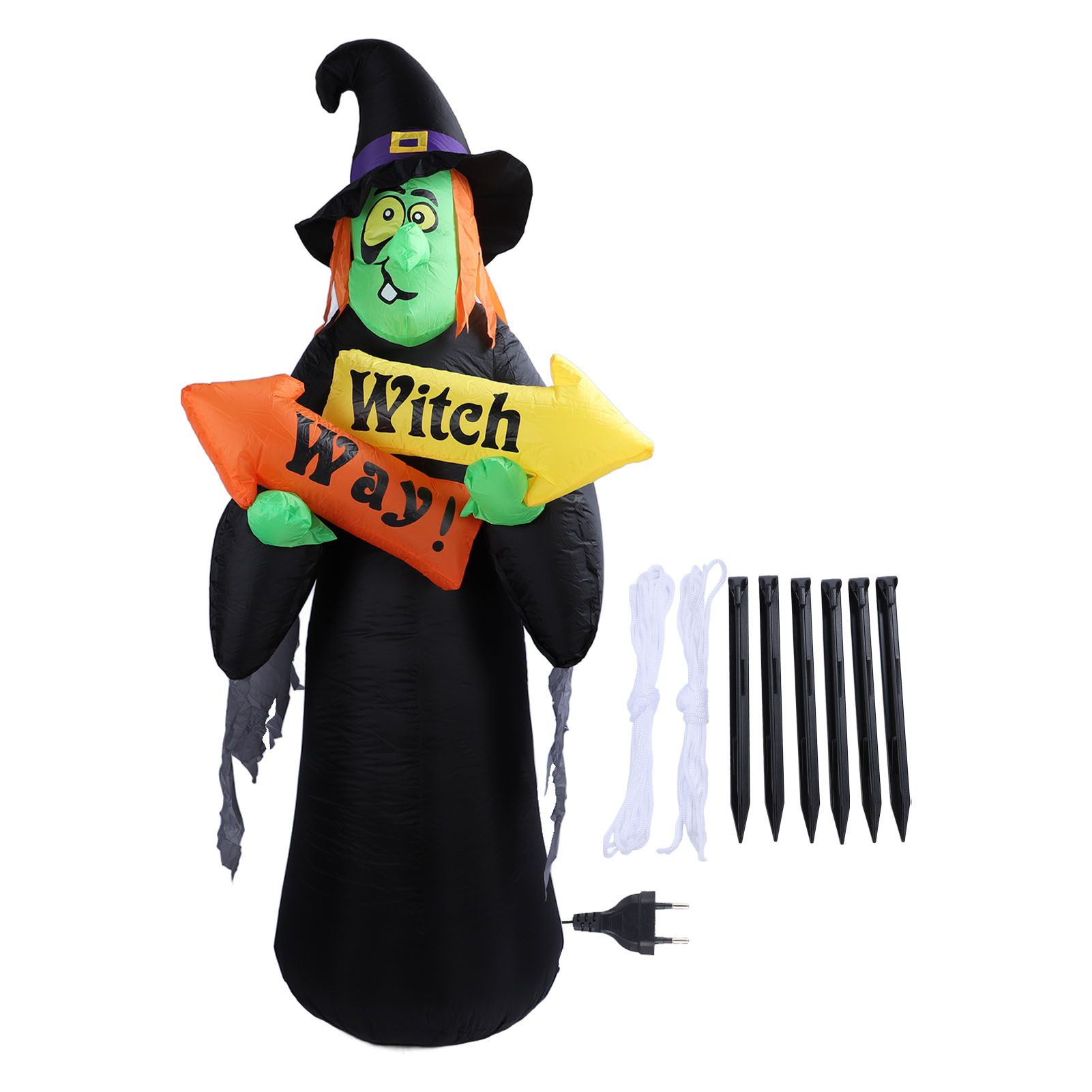 4.4ft Halloween Inflatable Witch Decoration Holiday Blow Up Lighted Witch Yard view 3