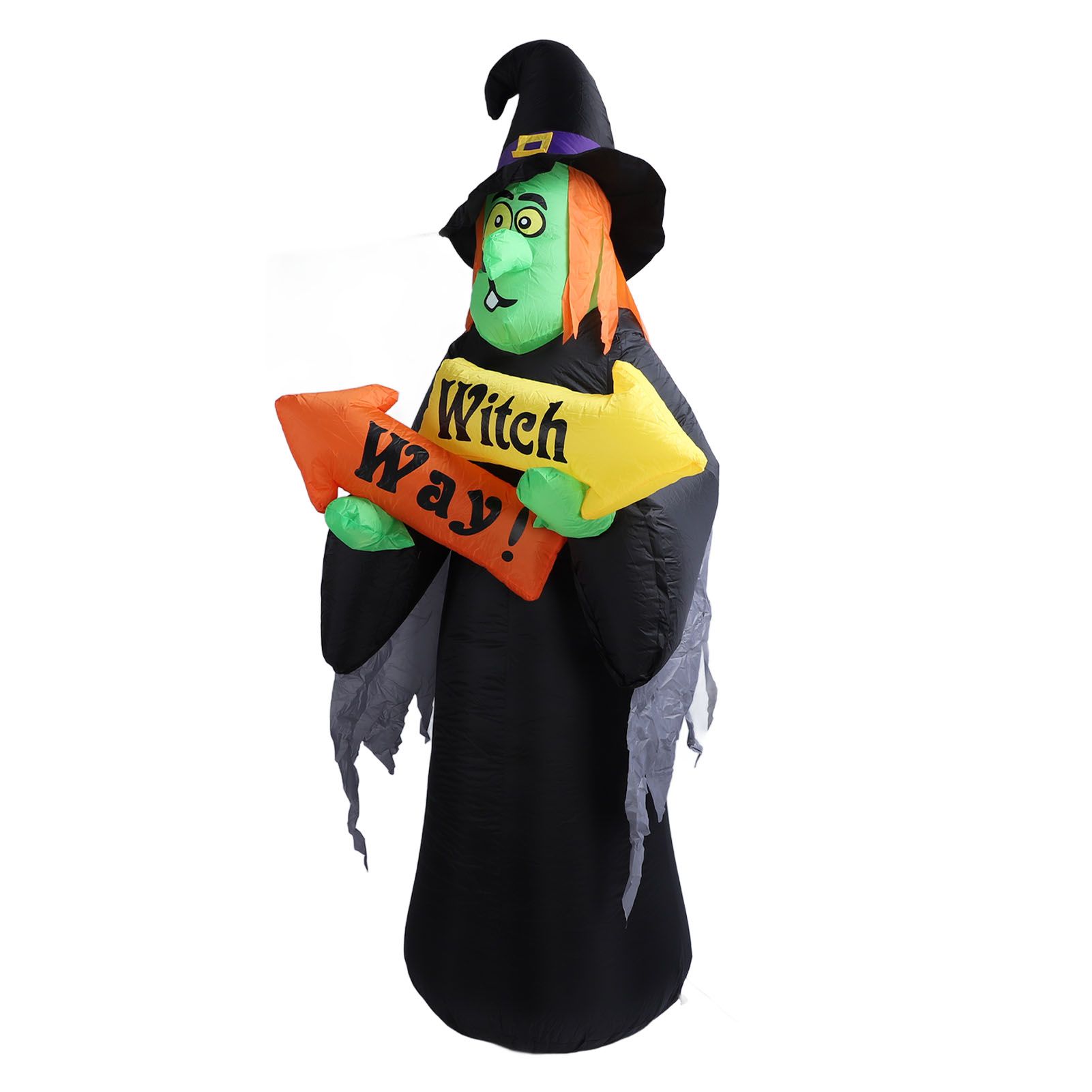4.4ft Halloween Inflatable Witch Decoration Holiday Blow Up Lighted Witch Yard view 6