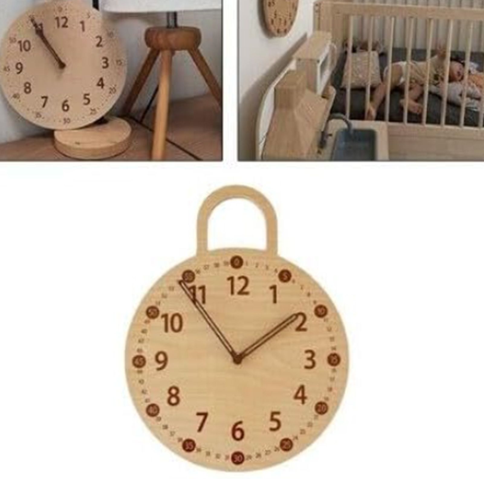Wall Clock 10 Inch Round Silent Decorative Battery Operated Wooden Wall Clock view 9