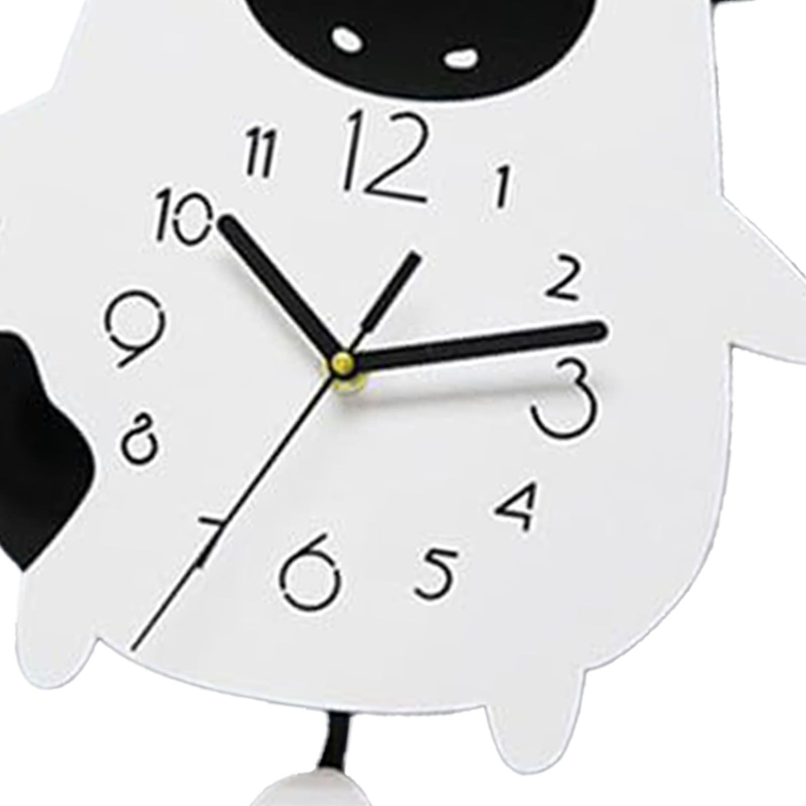 Acrylic Wall Clock Cartoon Cow Shape Silent Movement Decorative Swinging Clock view 5