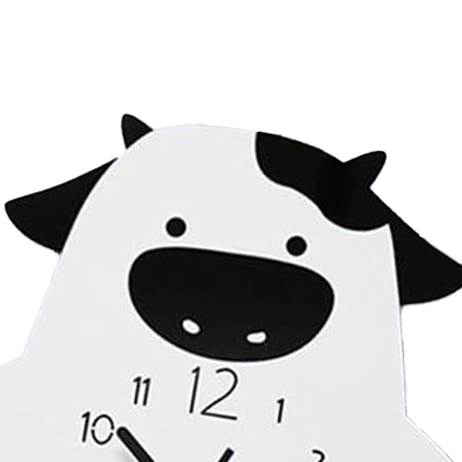 Acrylic Wall Clock Cartoon Cow Shape Silent Movement Decorative Swinging Clock view 7