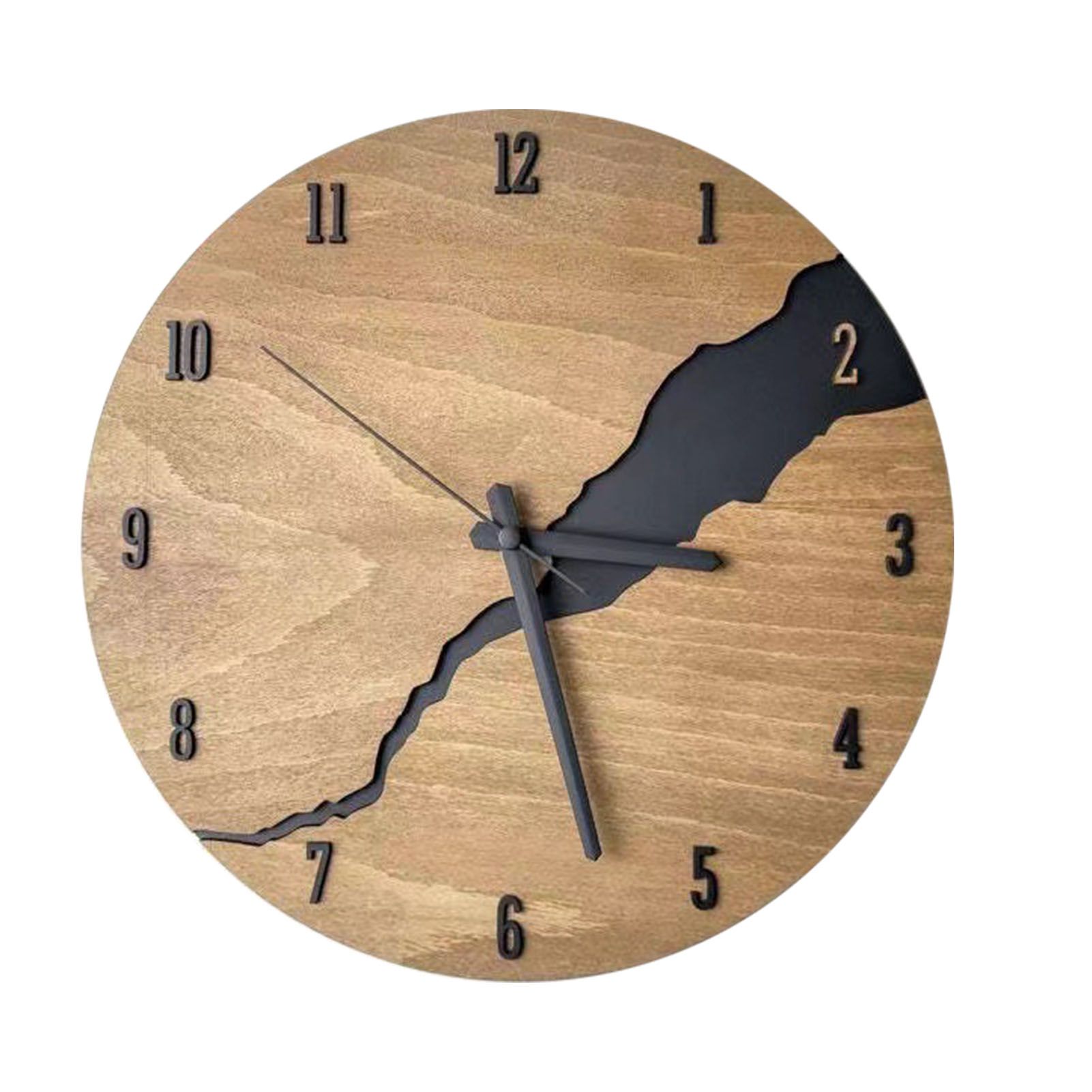 Cracked Wooden Wall Clock Round Silent Vintage Style Large Wall Clock Decor view 3
