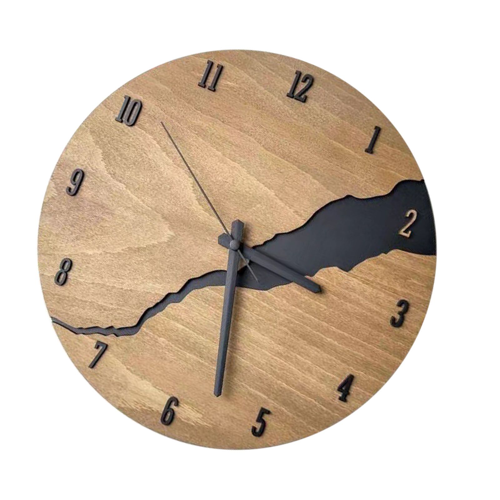 Cracked Wooden Wall Clock Round Silent Vintage Style Large Wall Clock Decor view 4
