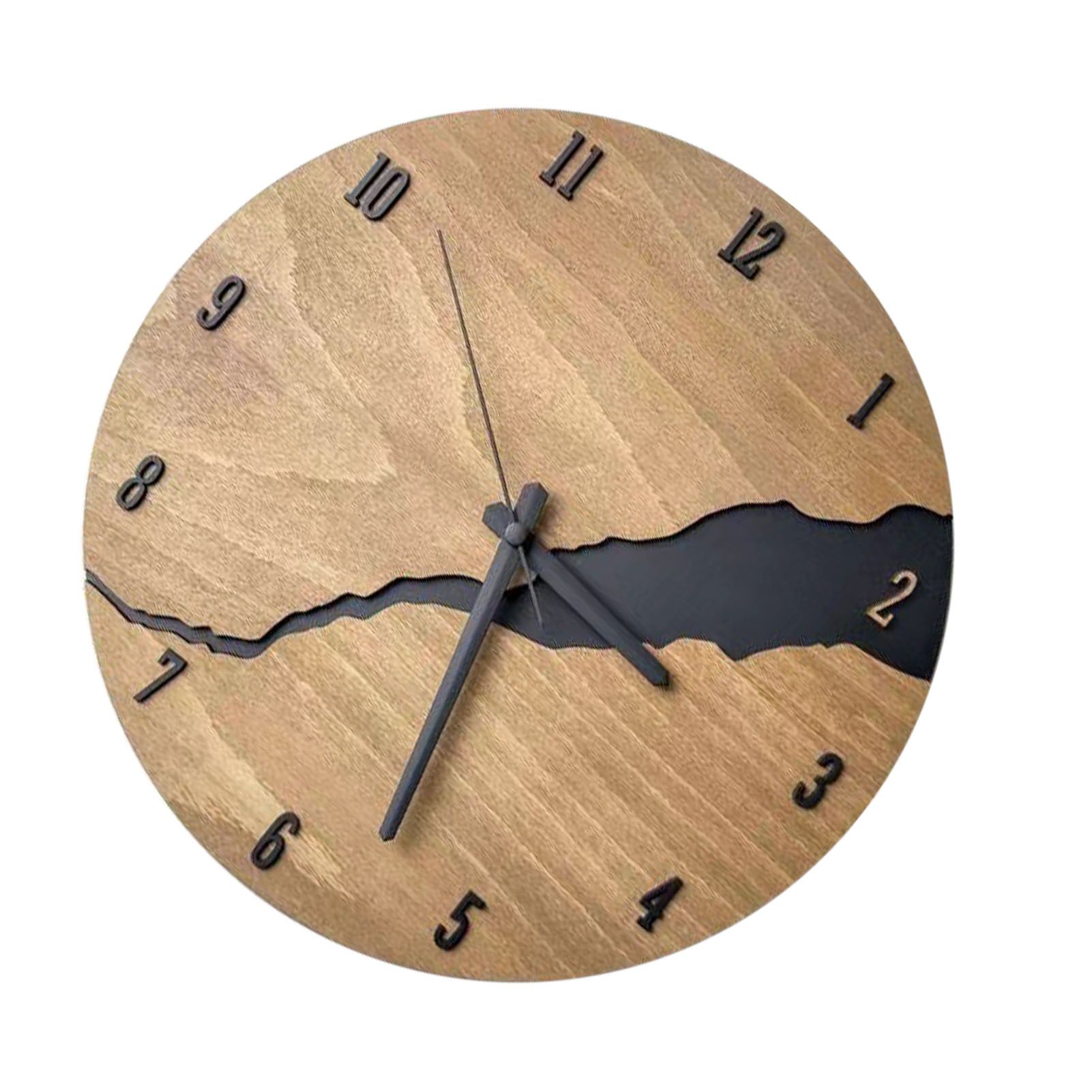 Cracked Wooden Wall Clock Round Silent Vintage Style Large Wall Clock Decor view 6