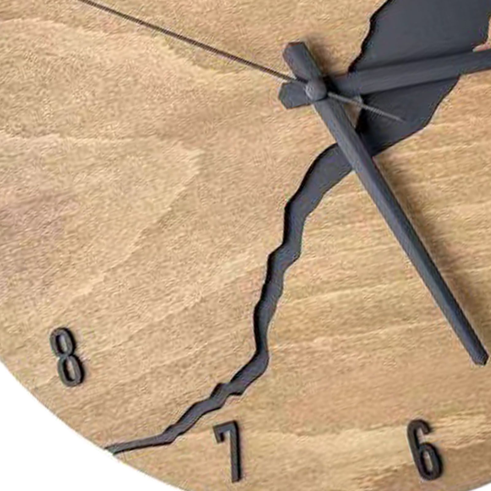 Cracked Wooden Wall Clock Round Silent Vintage Style Large Wall Clock Decor view 7