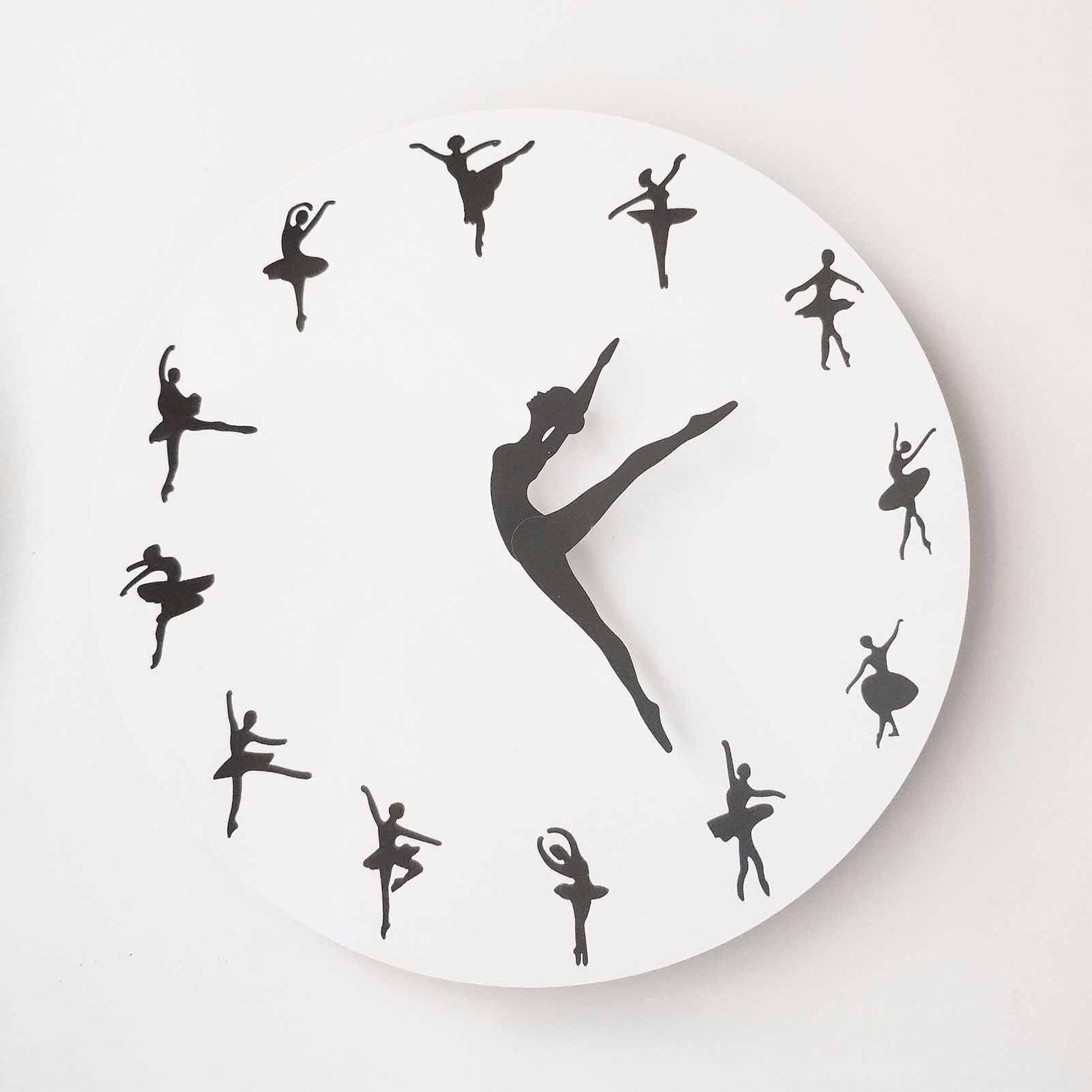Ballerina Wall Clock Silent Acrylic Ballet Dancing Hanging Decor for Home view 9