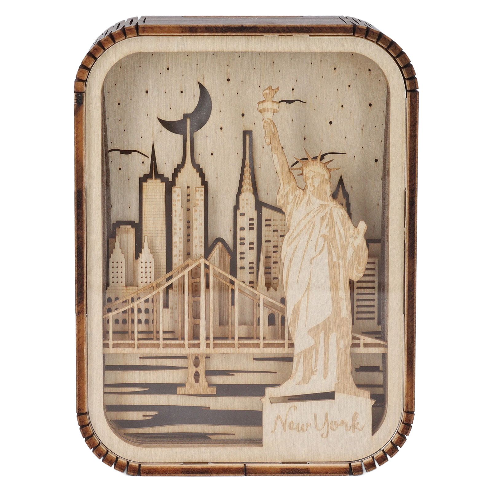 3D Wood Carved LED Night Light Innovative Wood Carved Table Lamp City Series view 6