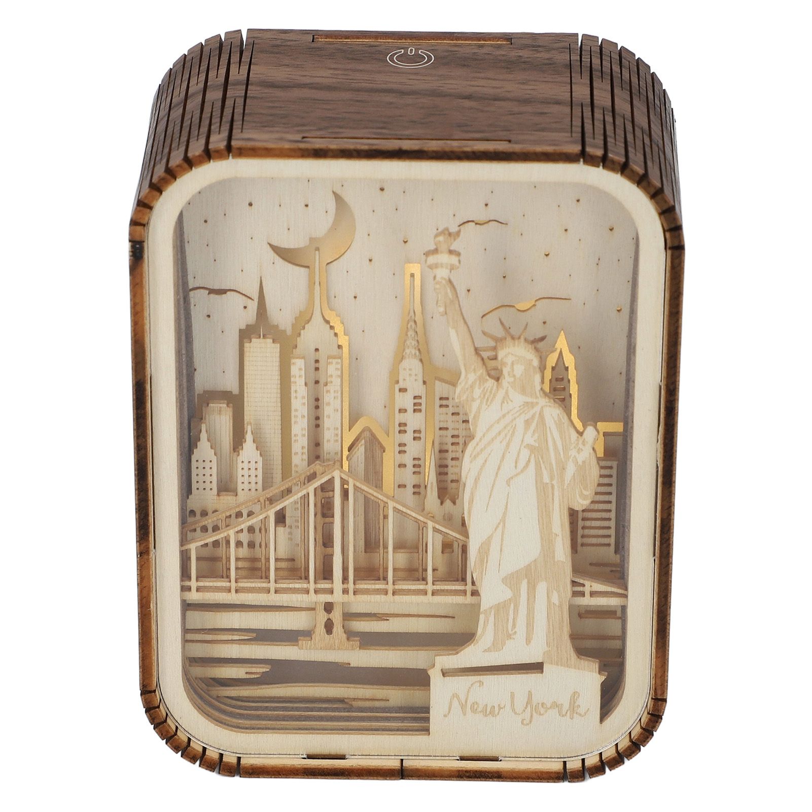 3D Wood Carved LED Night Light Innovative Wood Carved Table Lamp City Series view 8