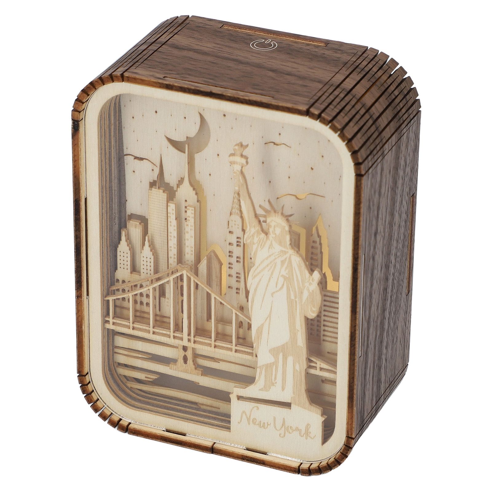3D Wood Carved LED Night Light Innovative Wood Carved Table Lamp City Series view 9