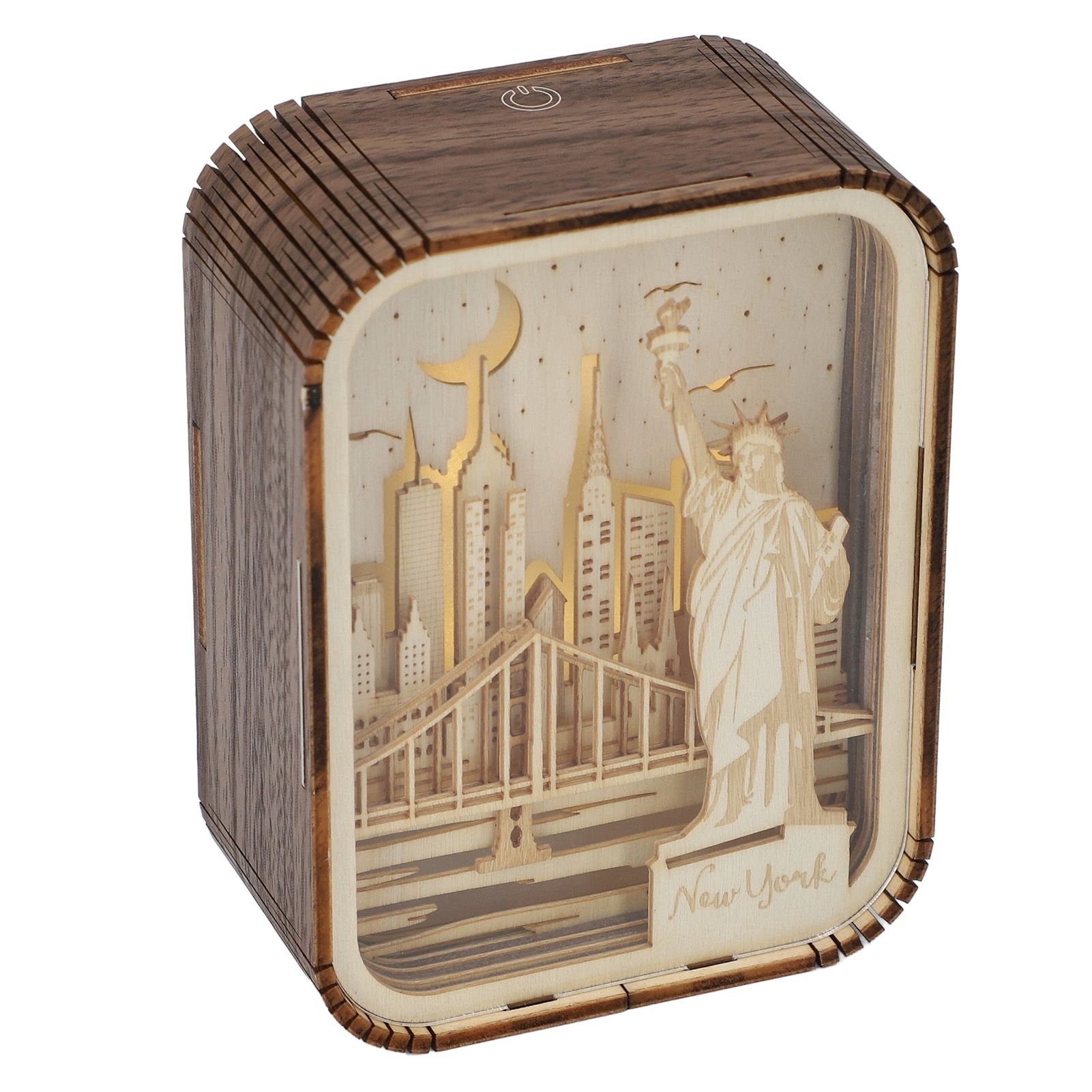 3D Wood Carved LED Night Light Innovative Wood Carved Table Lamp City Series view 10
