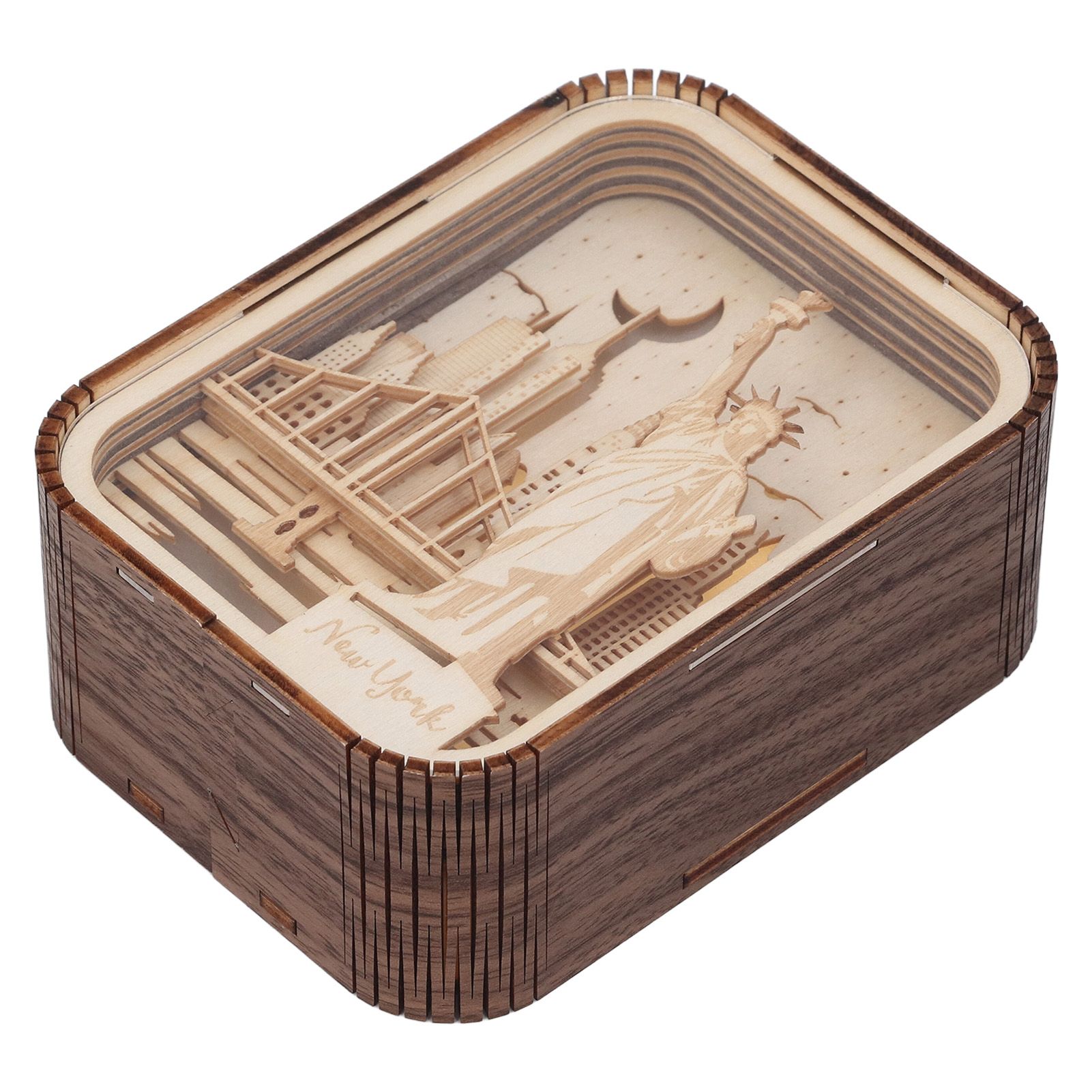 3D Wood Carved LED Night Light Innovative Wood Carved Table Lamp City Series view 12