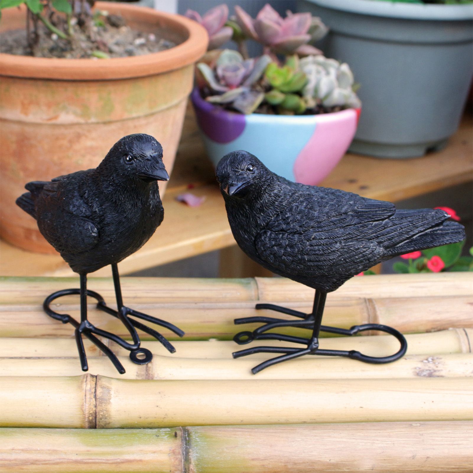 1 Pair Simulation Crow Ornament Innovative Festival Home Garden Animal view 6