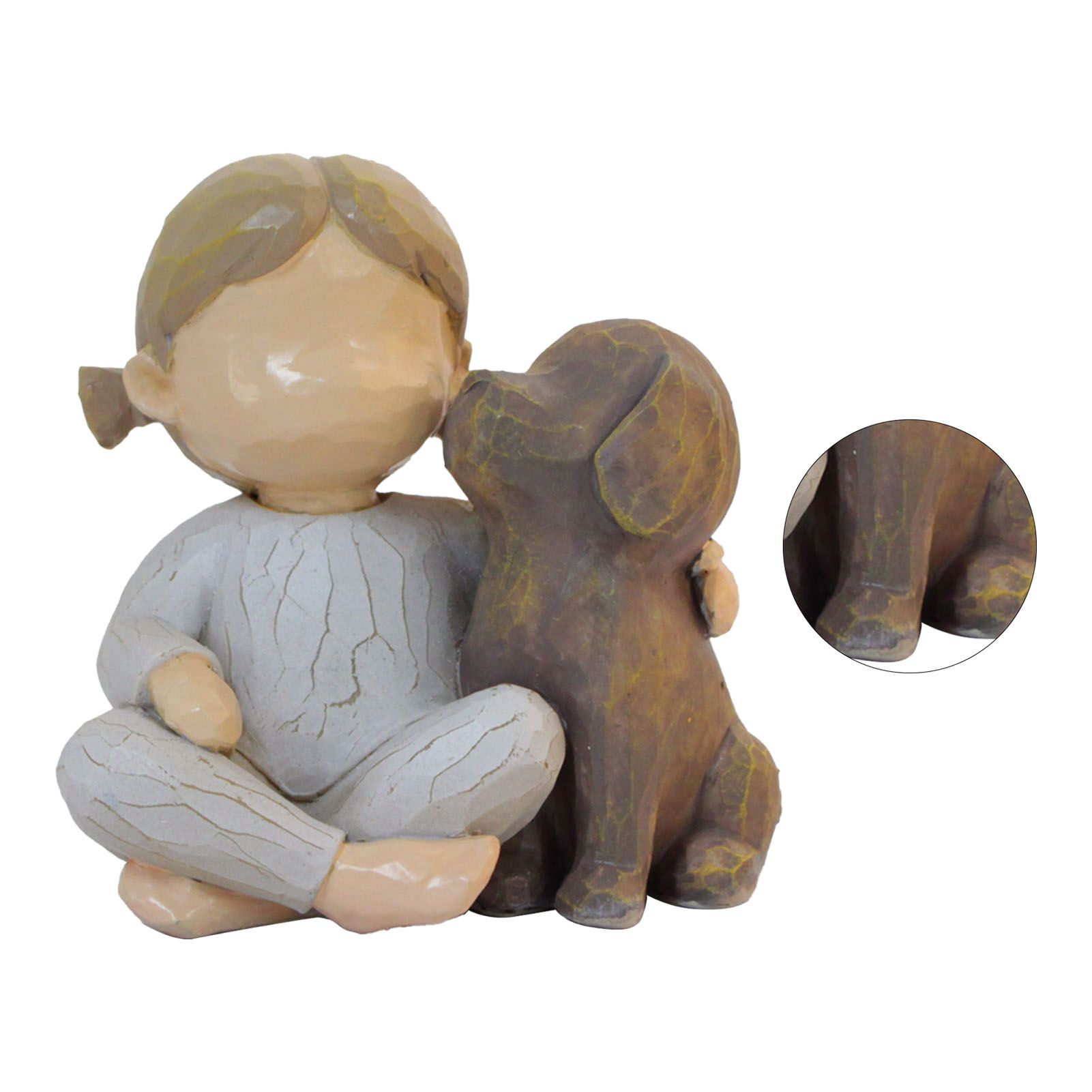Girl and Dog Statue Resin Exquisite Desktop Girl and Puppy Figurine Ornament view 6