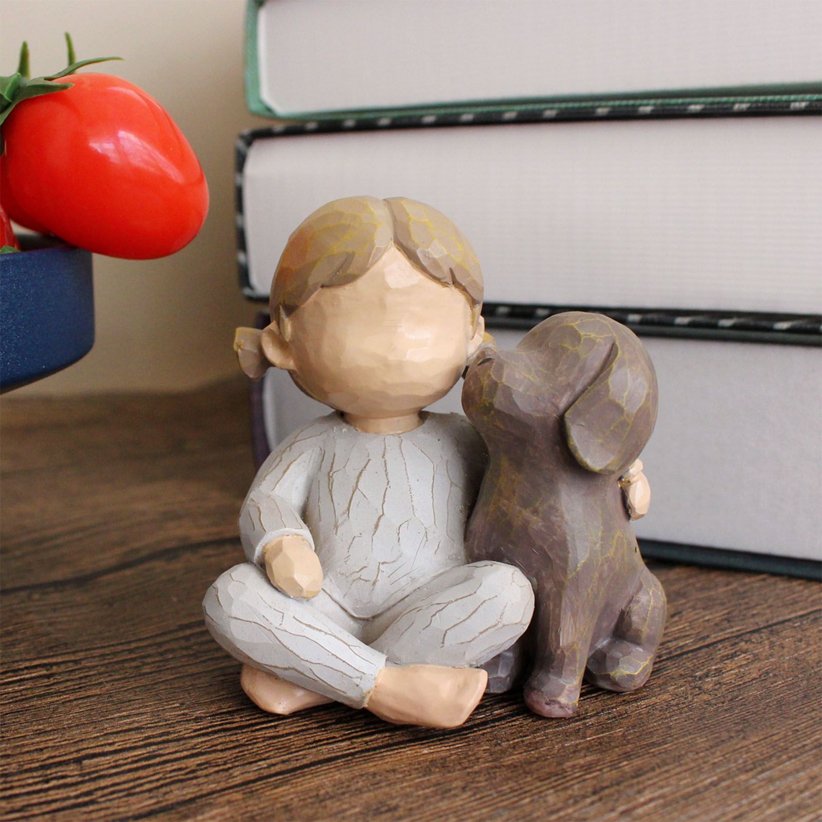 Girl and Dog Statue Resin Exquisite Desktop Girl and Puppy Figurine Ornament view 8