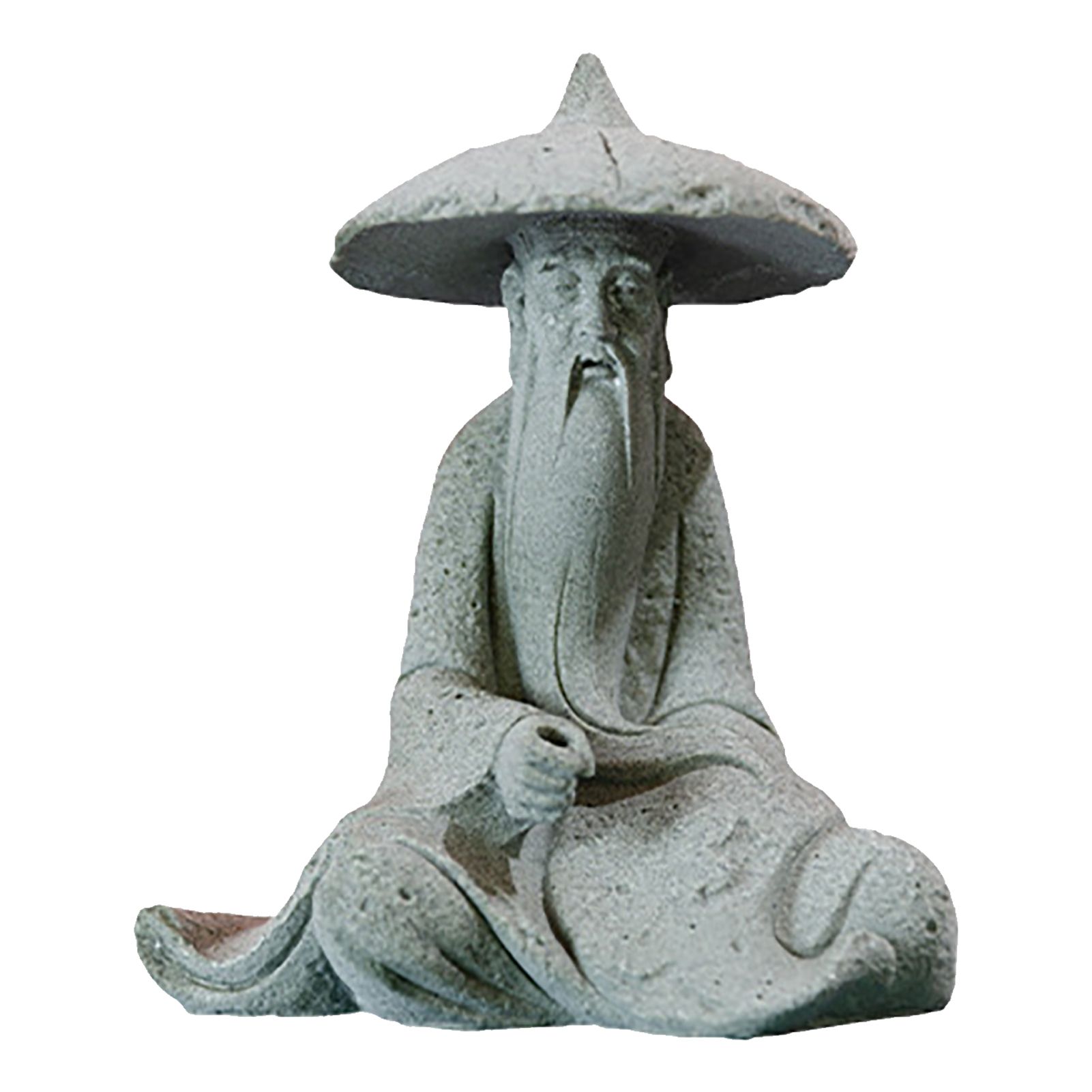 Mini Fisherman Statue Aquarium Sitting Fishing Figurine Asian Zen Decoration view 3