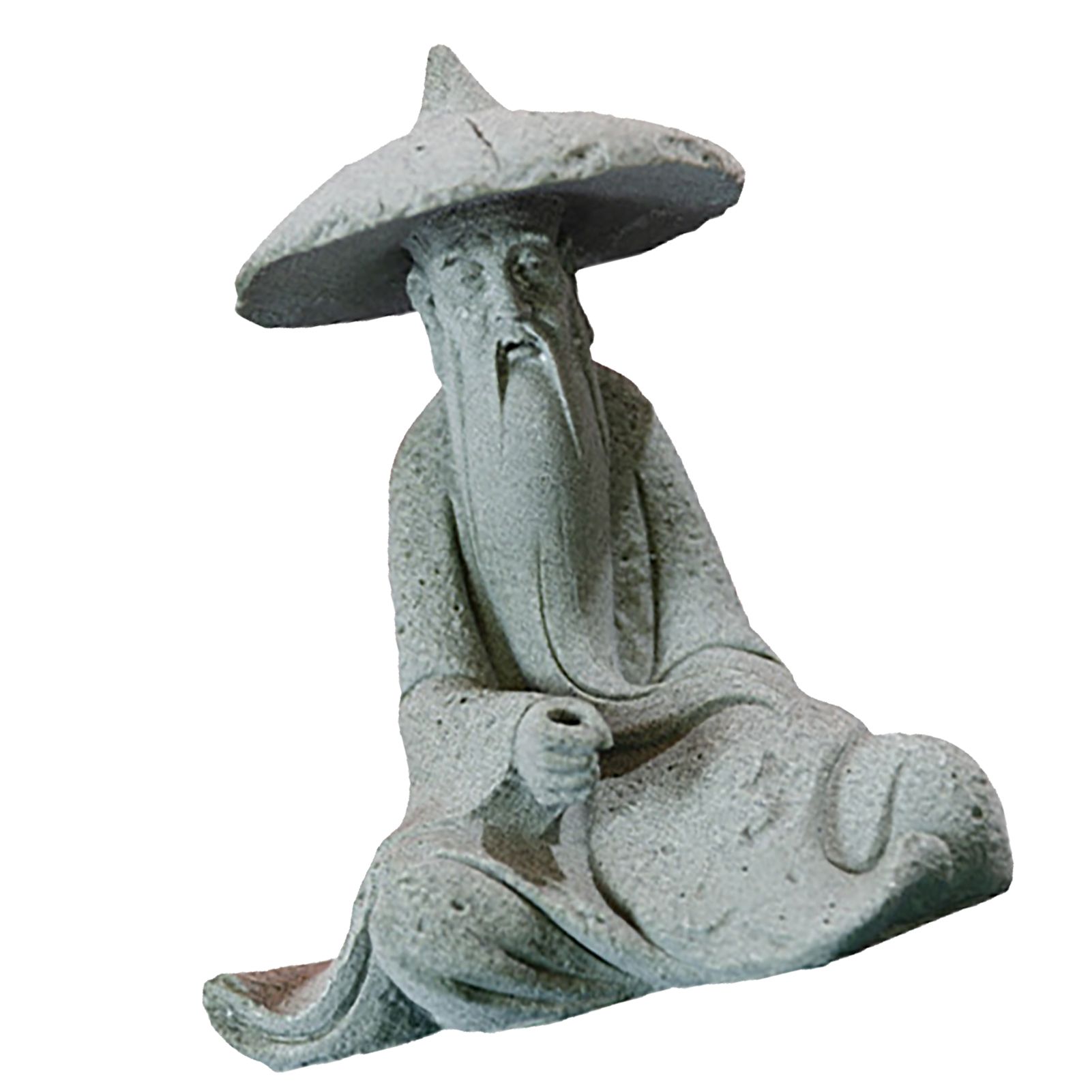 Mini Fisherman Statue Aquarium Sitting Fishing Figurine Asian Zen Decoration view 4