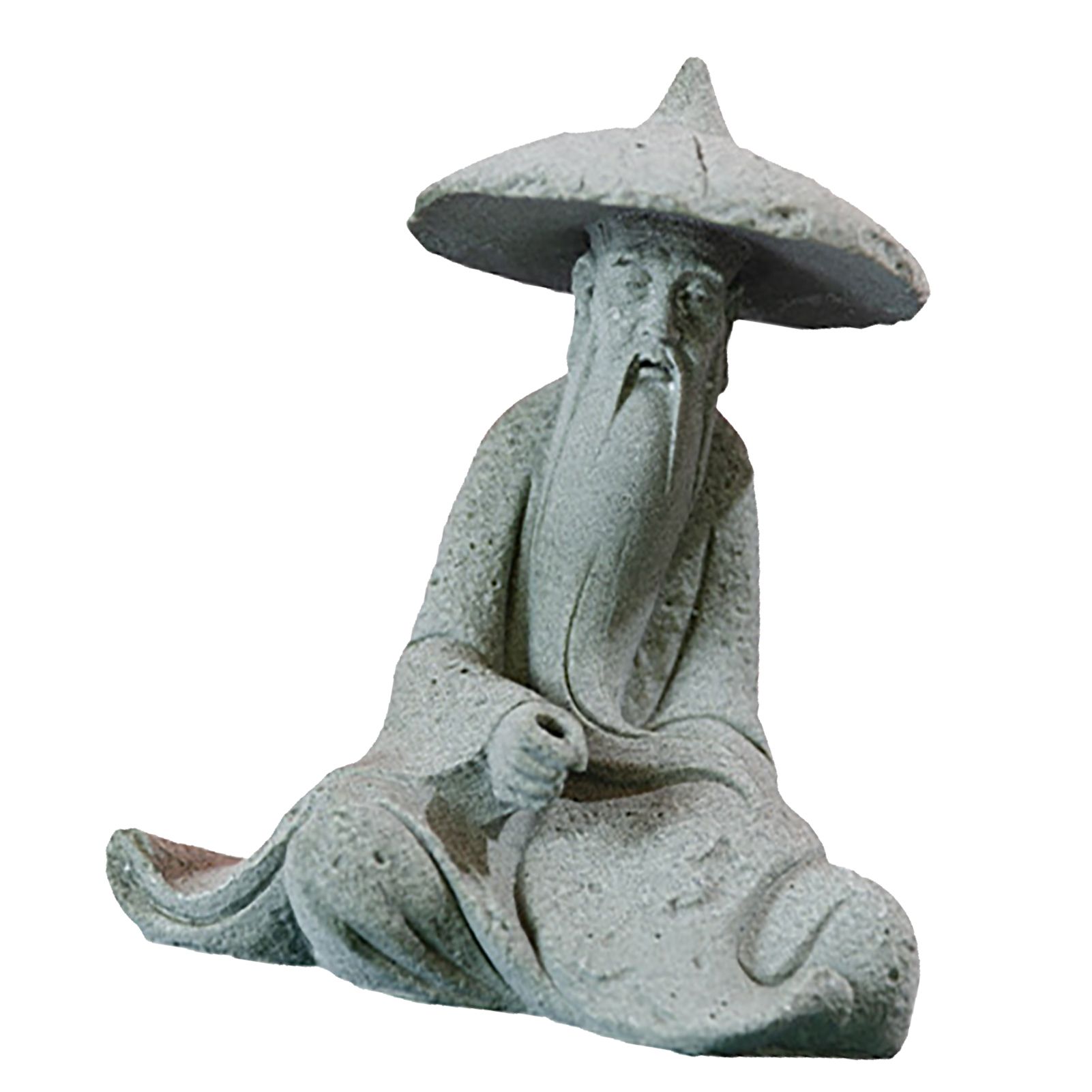 Mini Fisherman Statue Aquarium Sitting Fishing Figurine Asian Zen Decoration view 6