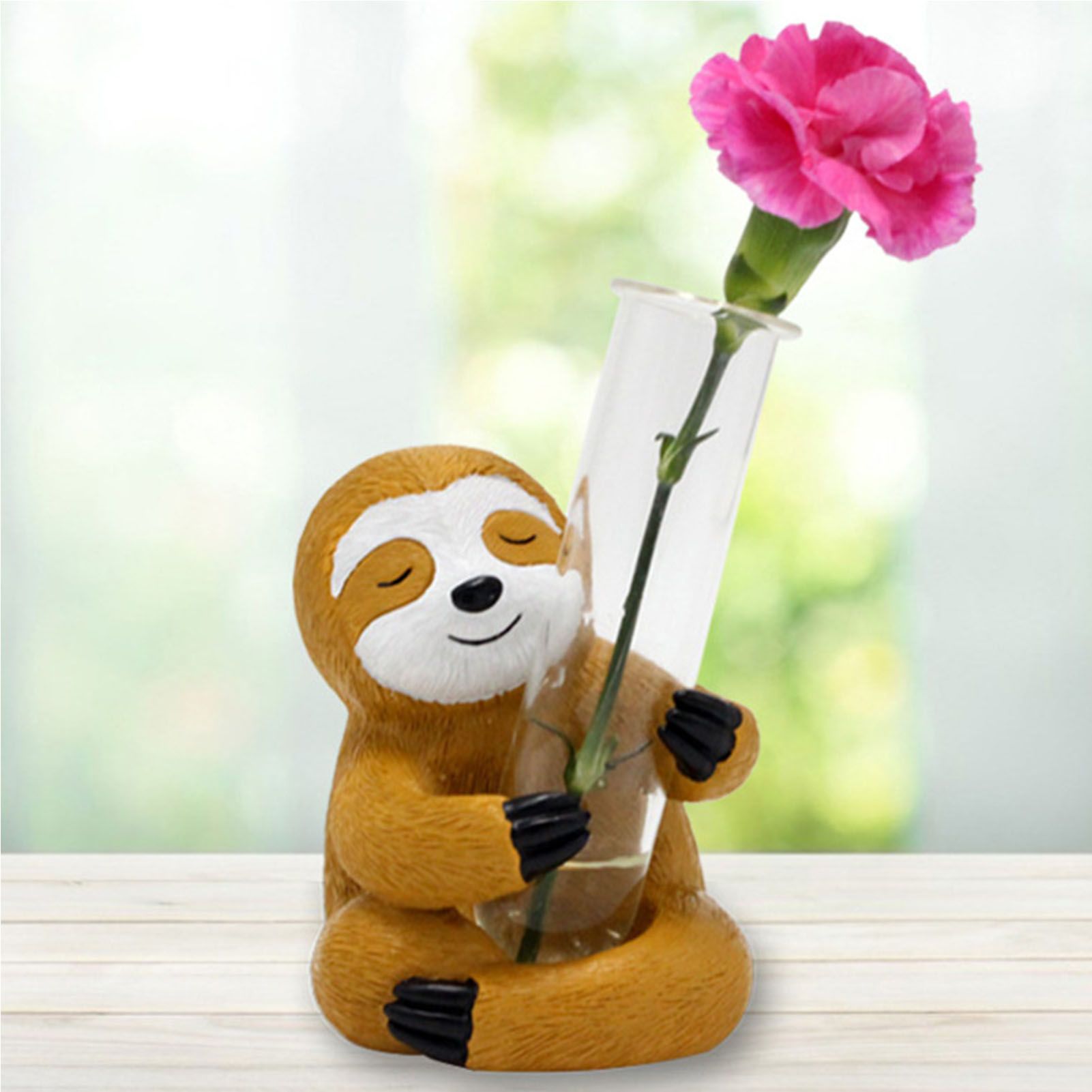 Sloth Test Tube Flower Vase Decoration Innovative Resin Vase Cartoon Animal view 9