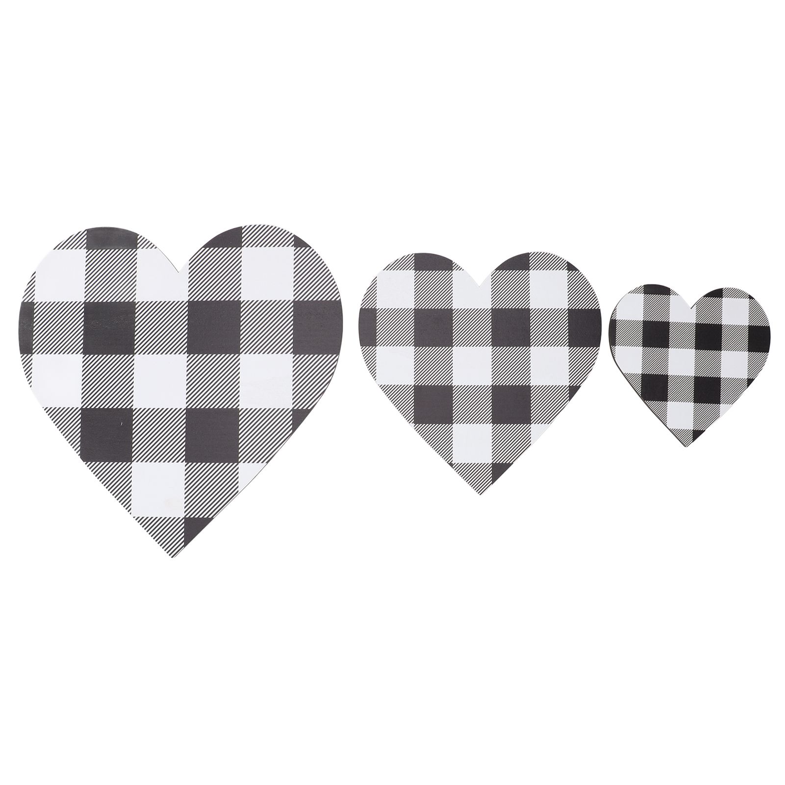 3Pcs Heart Shaped Wood Sign Plaid Wooden Wall Decor Rustic Hanging Plaque for view 3