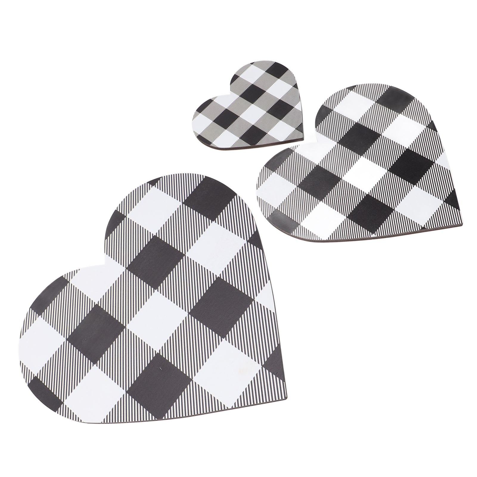 3Pcs Heart Shaped Wood Sign Plaid Wooden Wall Decor Rustic Hanging Plaque for view 8
