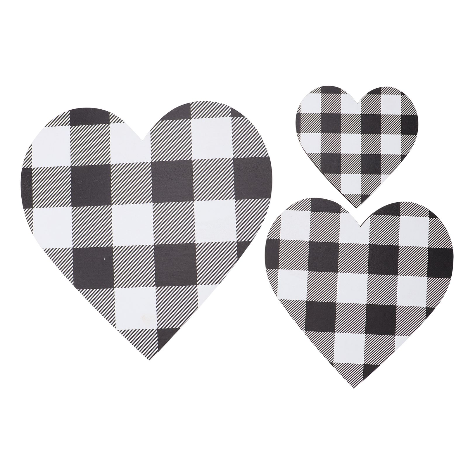 3Pcs Heart Shaped Wood Sign Plaid Wooden Wall Decor Rustic Hanging Plaque for view 10