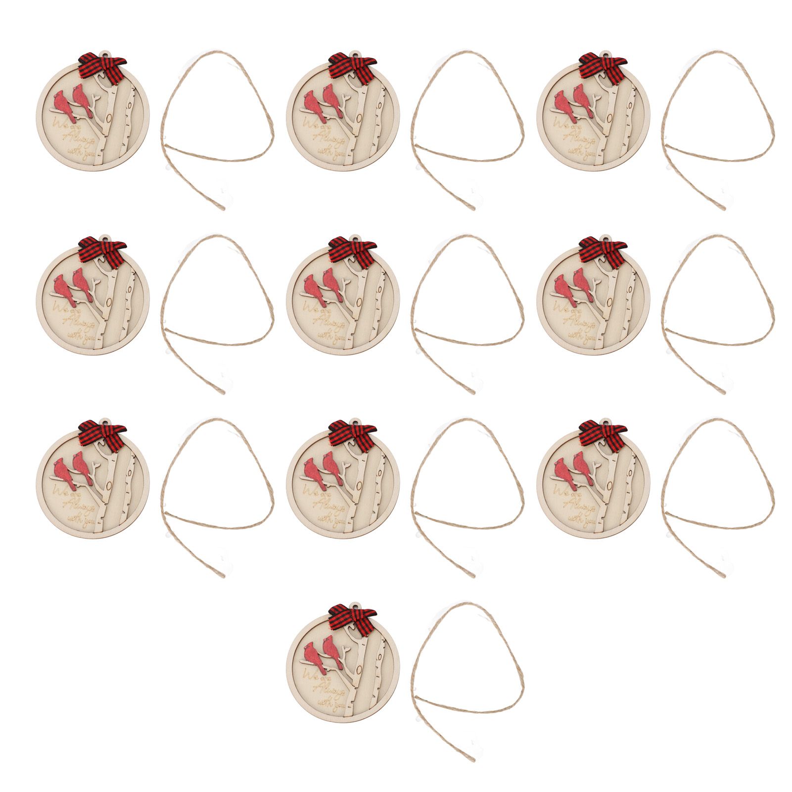 10Pcs Handmade Memorial Ornament Wooden Red Cardinal Ornament Hanging Memorial view 3