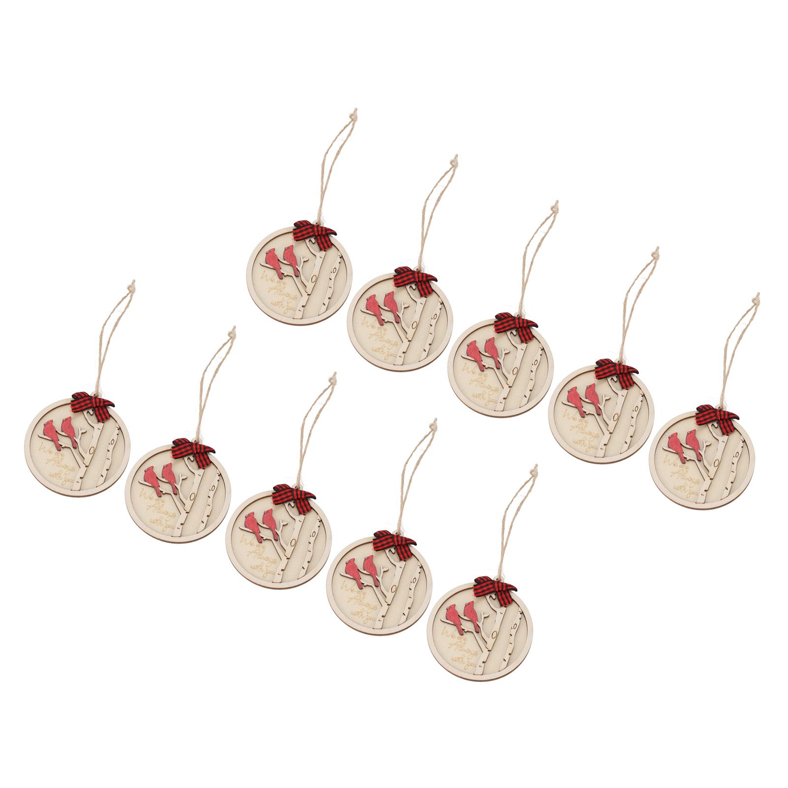 10Pcs Handmade Memorial Ornament Wooden Red Cardinal Ornament Hanging Memorial view 4