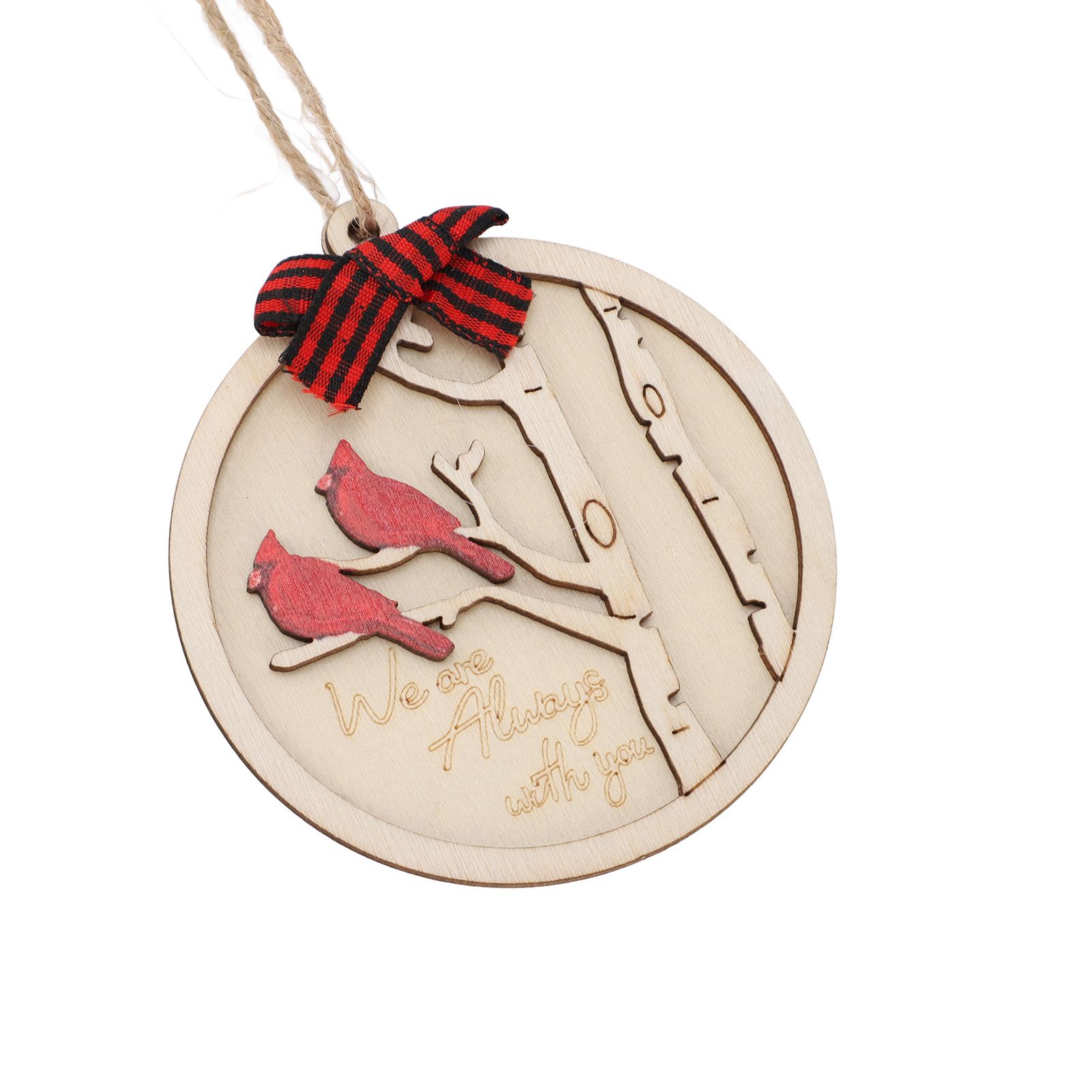 10Pcs Handmade Memorial Ornament Wooden Red Cardinal Ornament Hanging Memorial view 5