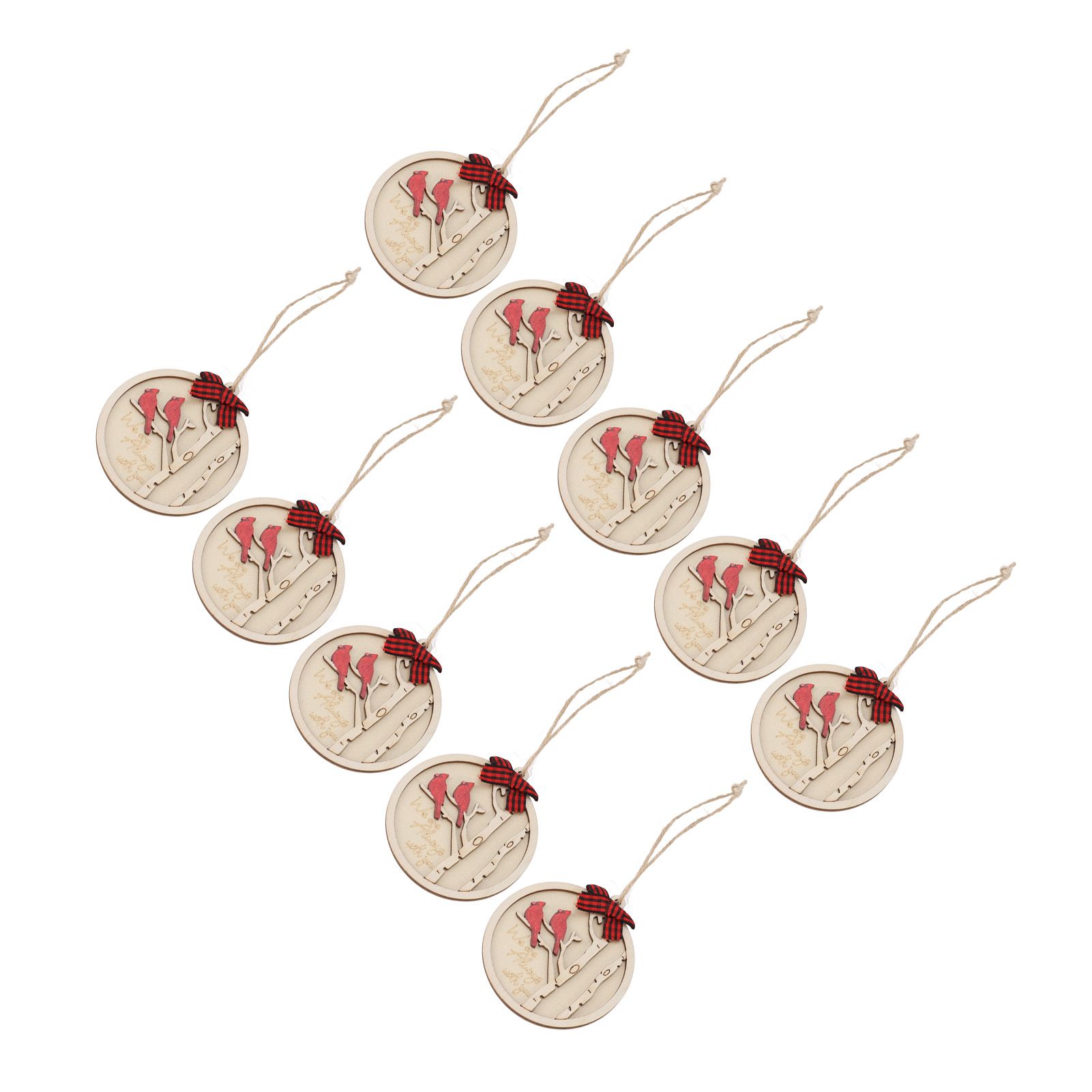 10Pcs Handmade Memorial Ornament Wooden Red Cardinal Ornament Hanging Memorial view 6