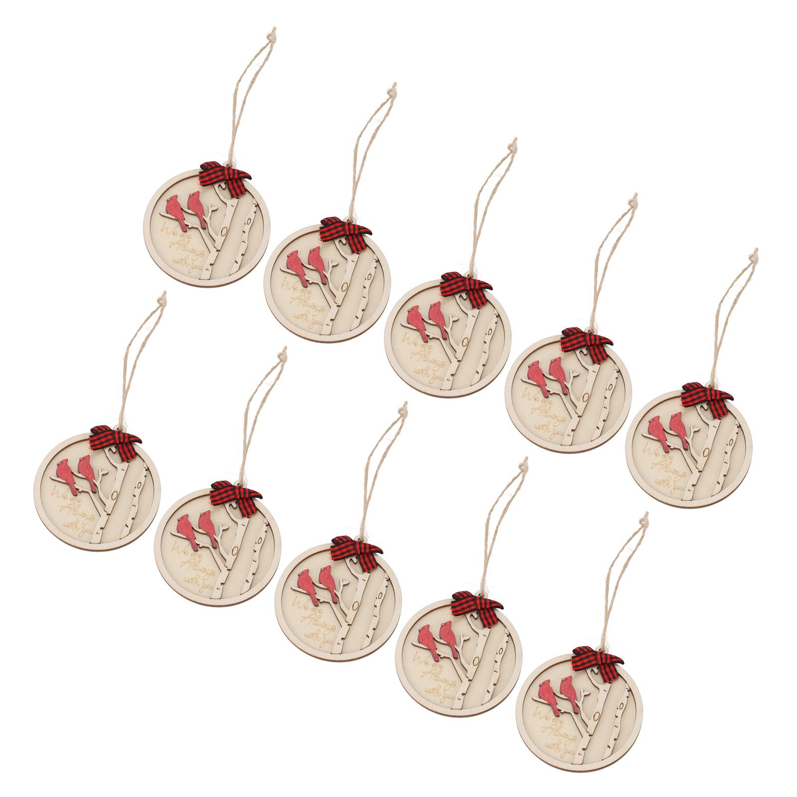 10Pcs Handmade Memorial Ornament Wooden Red Cardinal Ornament Hanging Memorial view 8