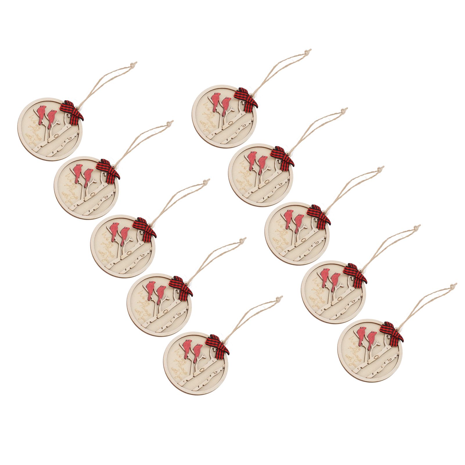 10Pcs Handmade Memorial Ornament Wooden Red Cardinal Ornament Hanging Memorial view 9