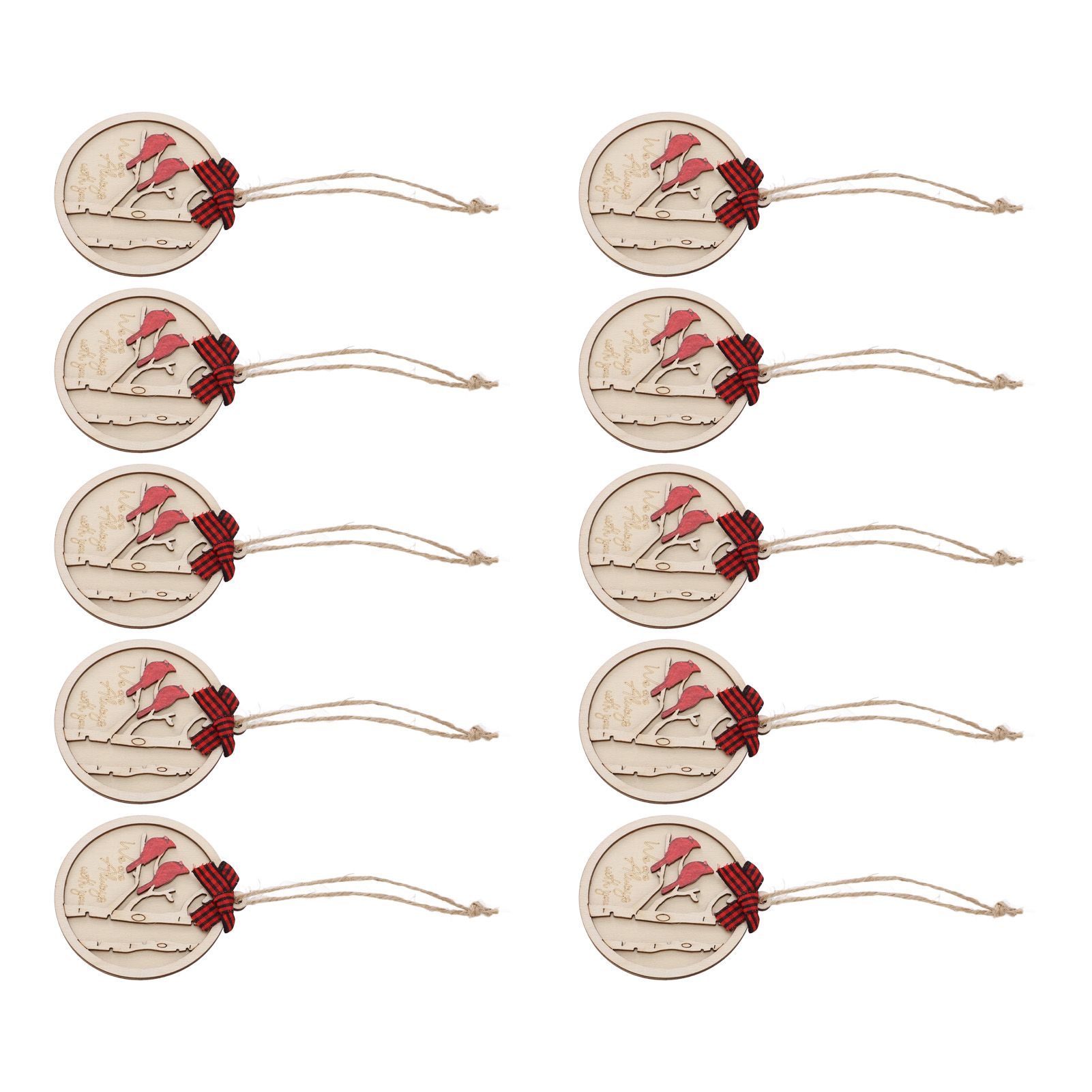 10Pcs Handmade Memorial Ornament Wooden Red Cardinal Ornament Hanging Memorial view 10