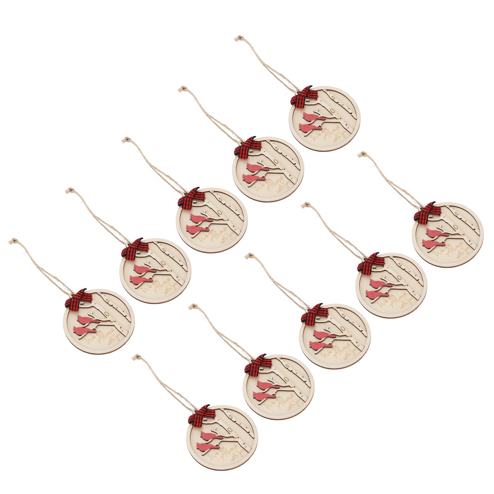 10Pcs Handmade Memorial Ornament Wooden Red Cardinal Ornament Hanging Memorial view 11