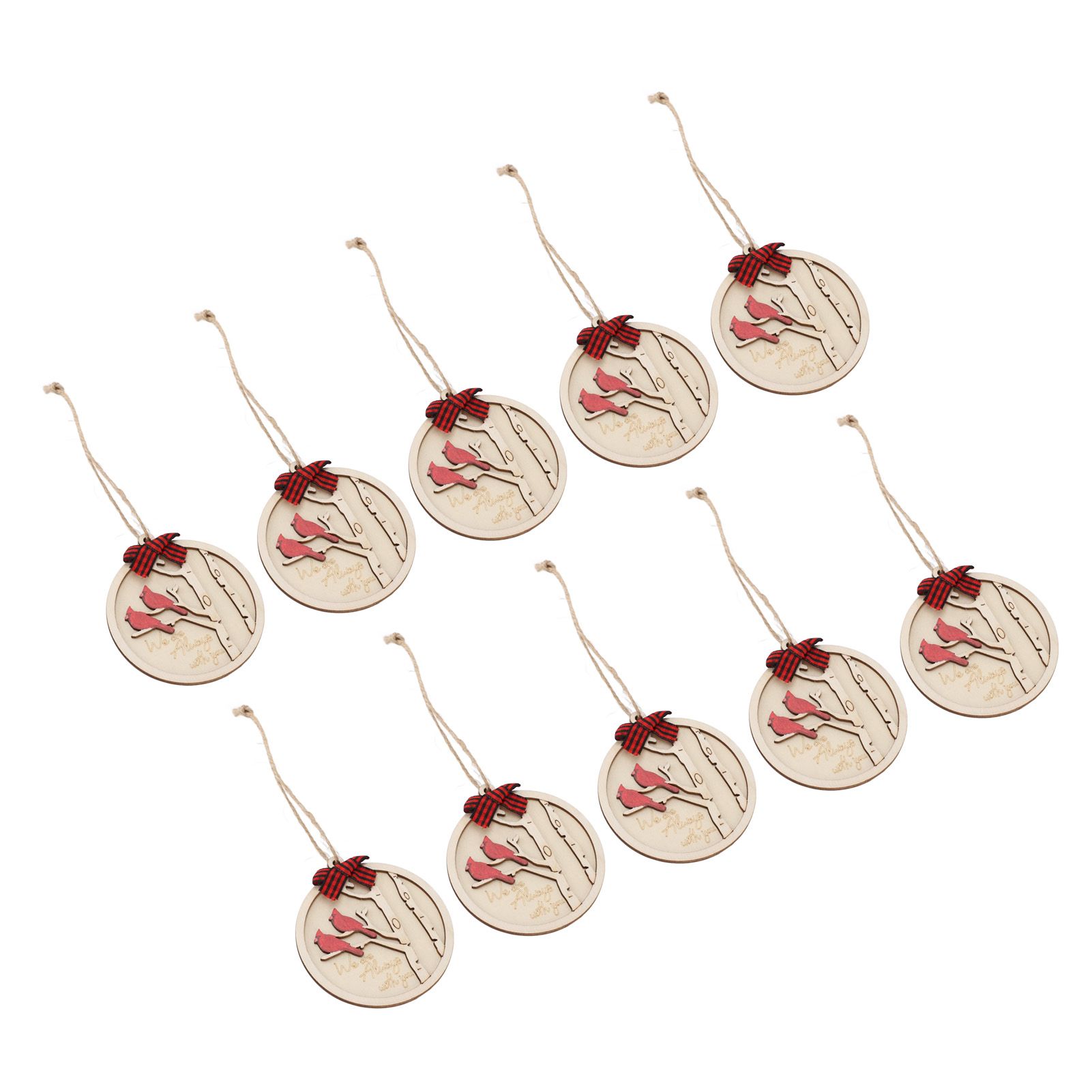 10Pcs Handmade Memorial Ornament Wooden Red Cardinal Ornament Hanging Memorial view 12