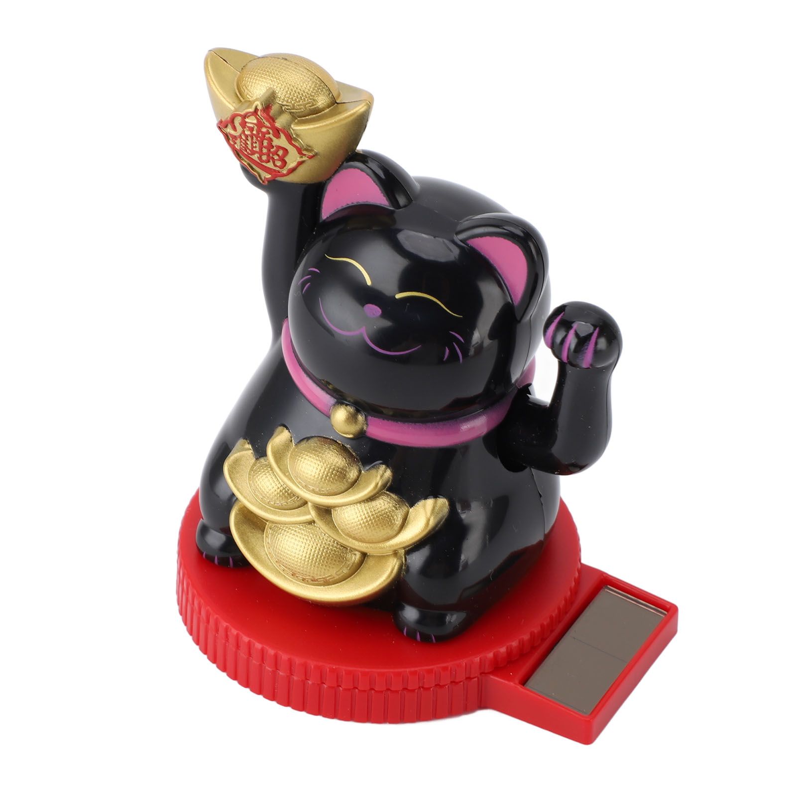Solar Powered Lucky Cat Rotating Base Fortune Cat Statue for Car Dashboard — image 1