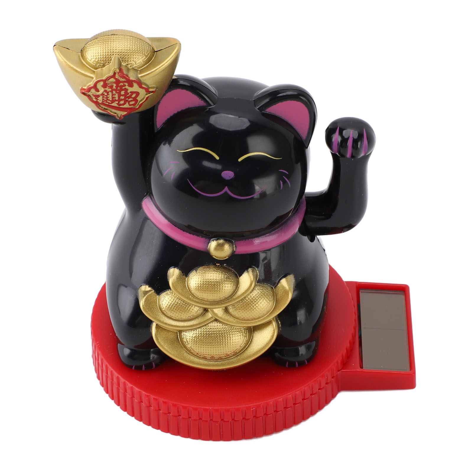 Solar Powered Lucky Cat Rotating Base Fortune Cat Statue for Car Dashboard view 4