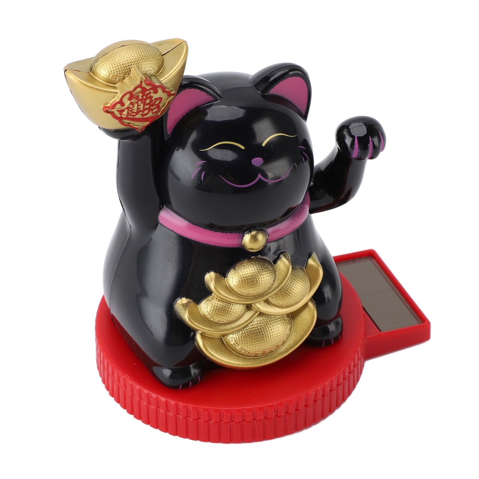 Solar Powered Lucky Cat Rotating Base Fortune Cat Statue for Car Dashboard view 6
