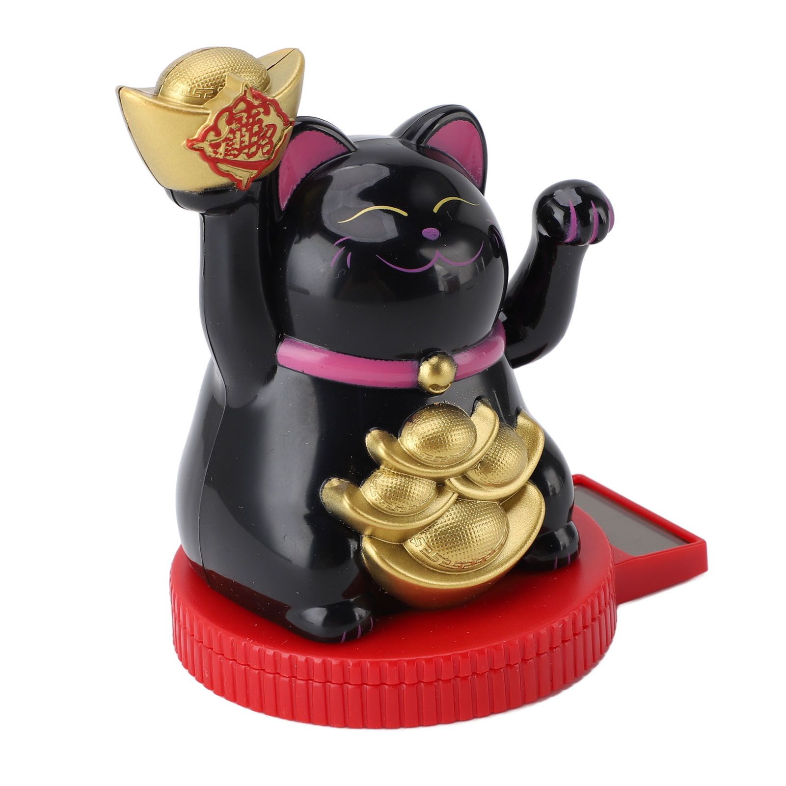 Solar Powered Lucky Cat Rotating Base Fortune Cat Statue for Car Dashboard view 7